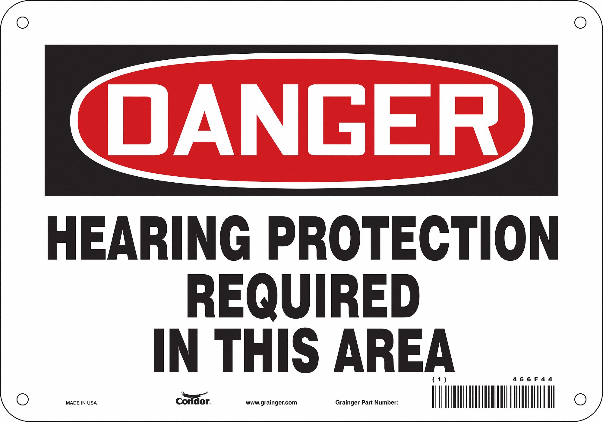 Safety Sign: Polyethylene, Mounting Holes Sign Mounting, 7 in x 10 in Nominal Sign Size, Danger
