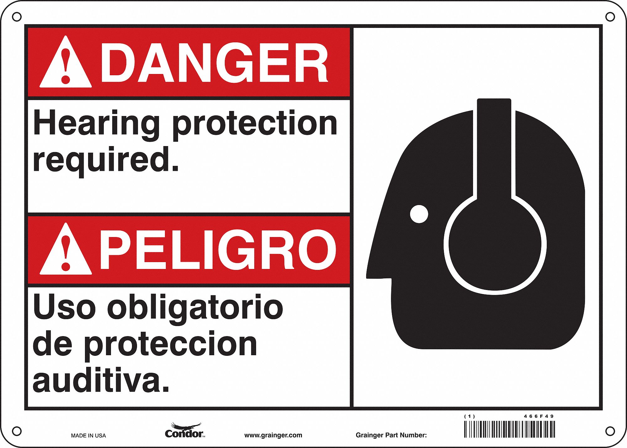 Safety Sign: Aluminum, Mounting Holes Sign Mounting, 10 in x 14 in Nominal Sign Size, 0.032 in Thick