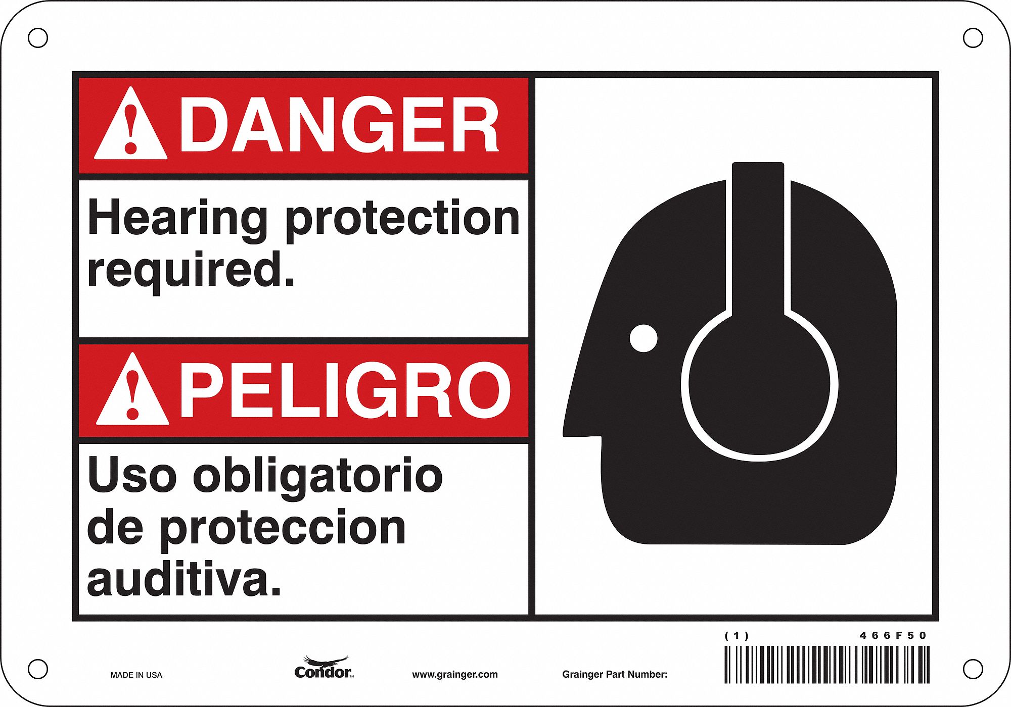 Safety Sign: Polyethylene, Mounting Holes Sign Mounting, 7 in x 10 in Nominal Sign Size, Wall