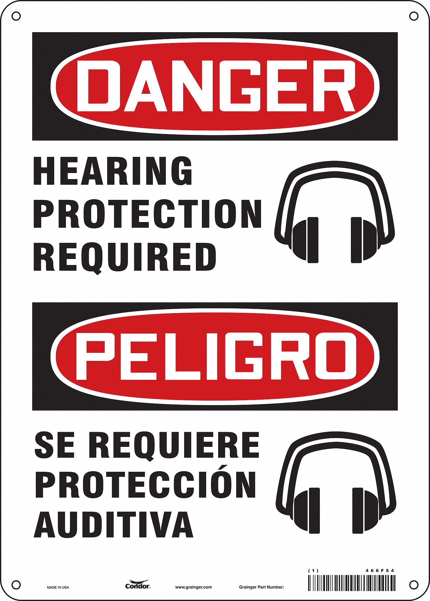 Safety Sign: Aluminum, Mounting Holes Sign Mounting, 14 in x 10 in Nominal Sign Size, 0.032 in Thick