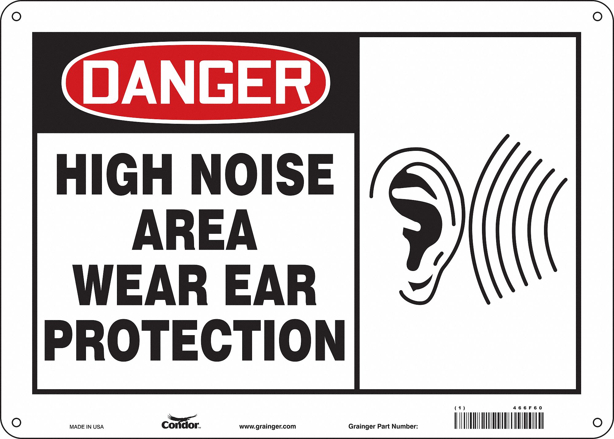 Safety Sign: Polyethylene, Mounting Holes Sign Mounting, 10 in x 14 in Nominal Sign Size, Danger