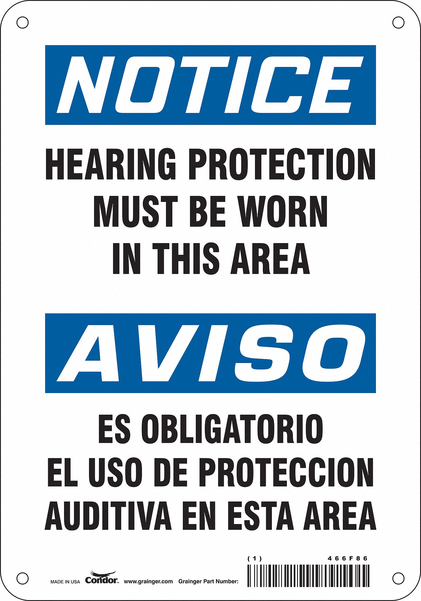 Safety Sign: Aluminum, Mounting Holes Sign Mounting, 10 in x 7 in Nominal Sign Size, 0.032 in Thick