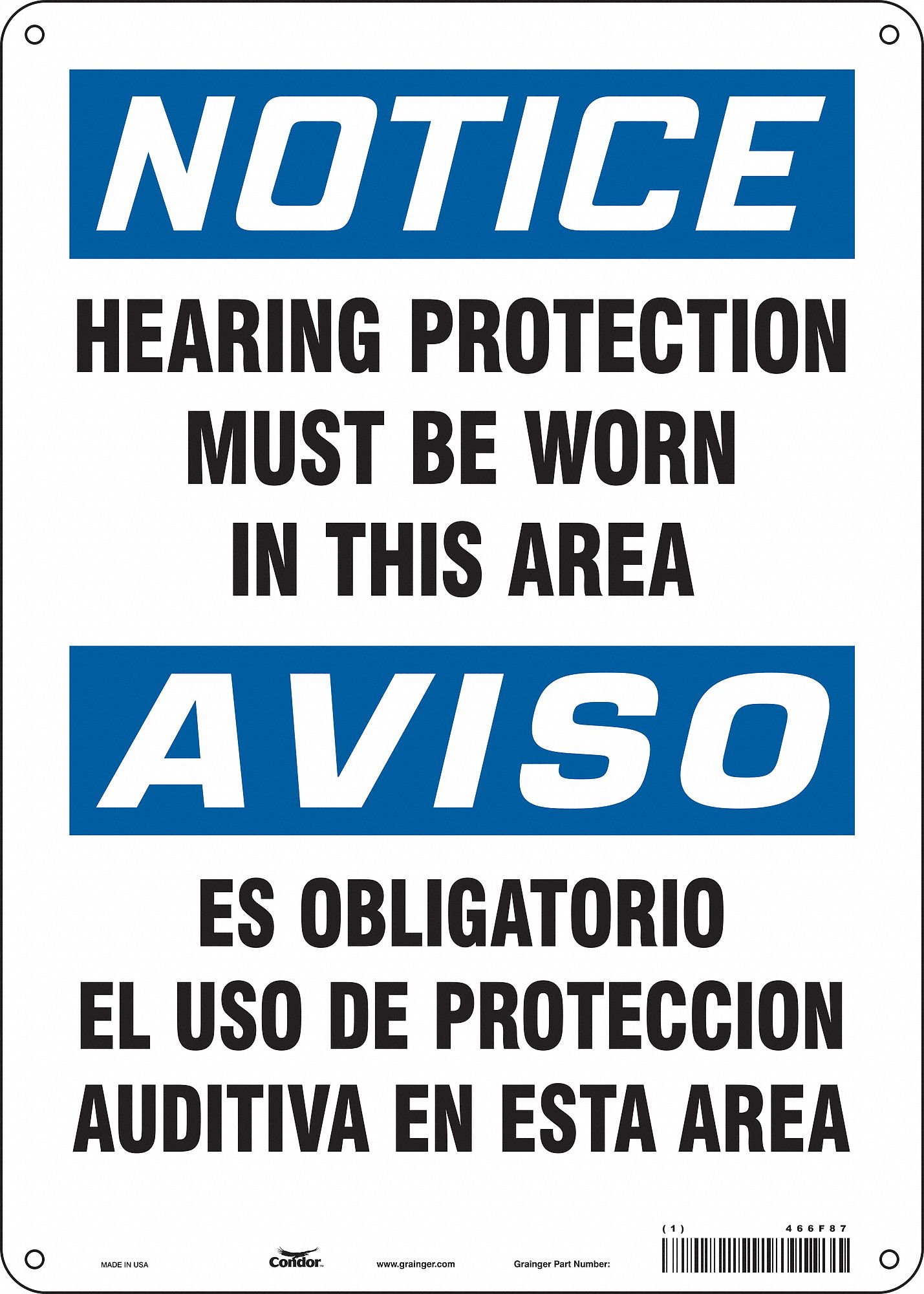 Safety Sign: Aluminum, Mounting Holes Sign Mounting, 14 in x 10 in Nominal Sign Size, 0.032 in Thick