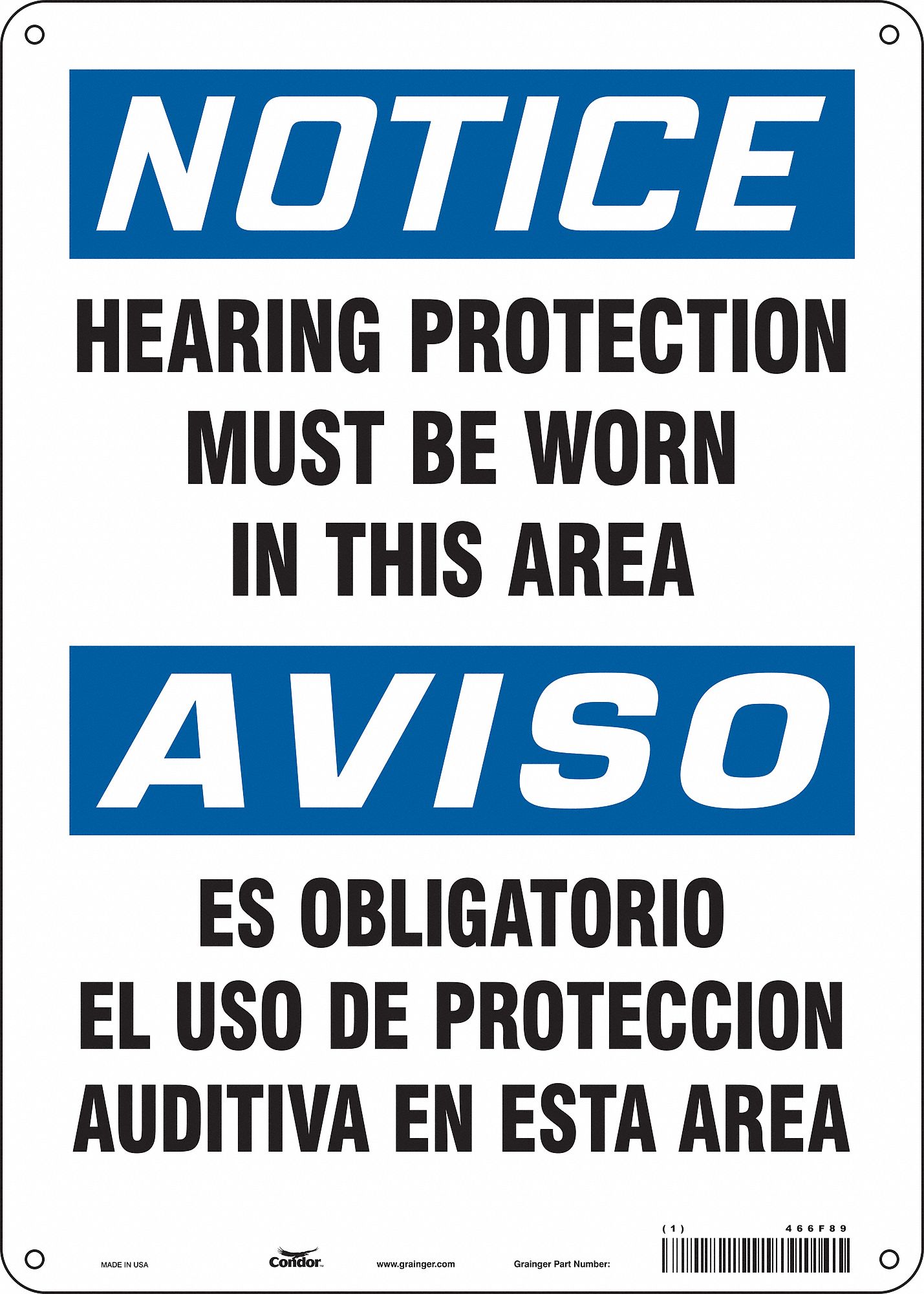 Safety Sign: Polyethylene, Mounting Holes Sign Mounting, 14 in x 10 in Nominal Sign Size, Wall