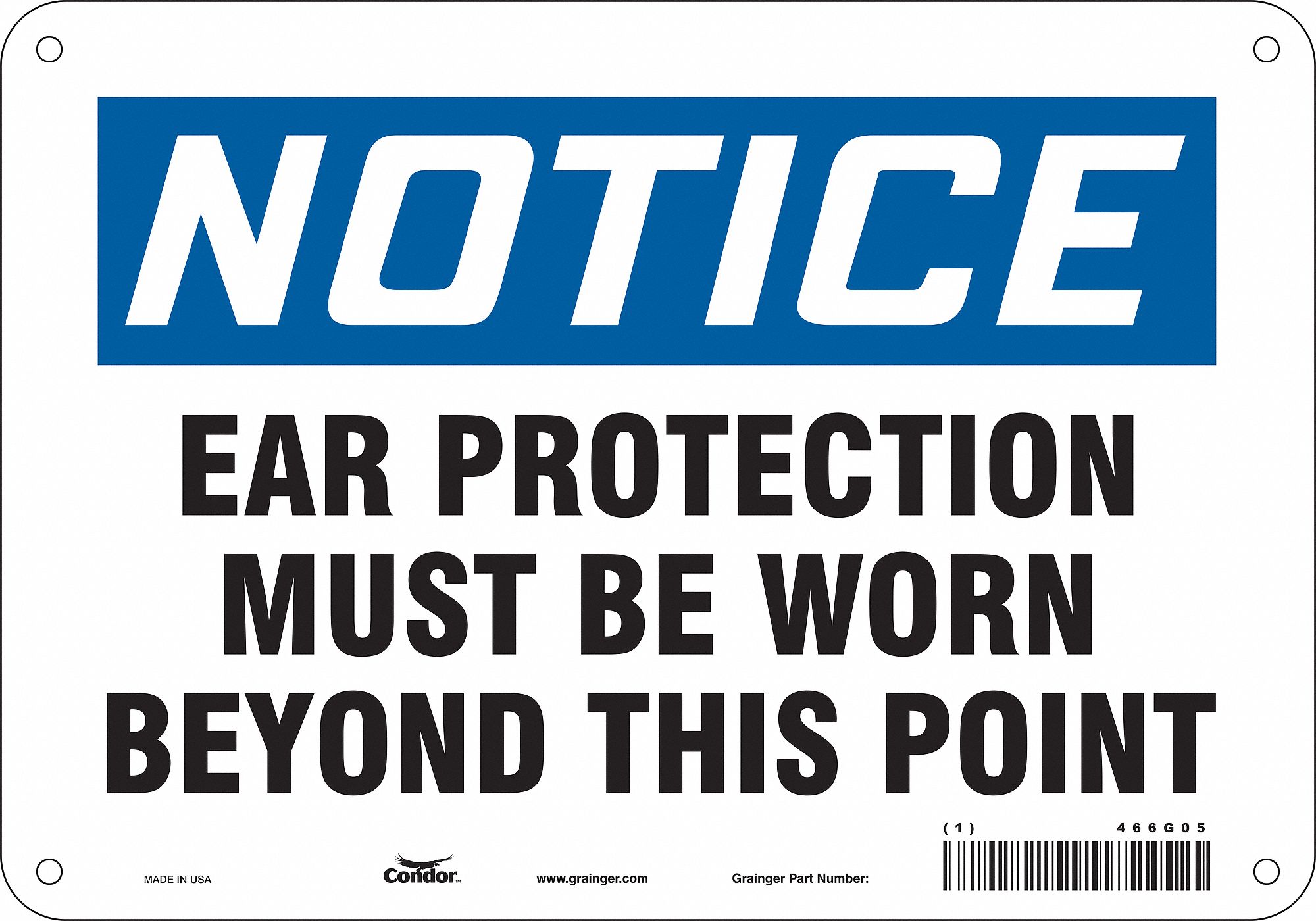 Safety Sign: Aluminum, Mounting Holes Sign Mounting, 7 in x 10 in Nominal Sign Size, 0.032 in Thick