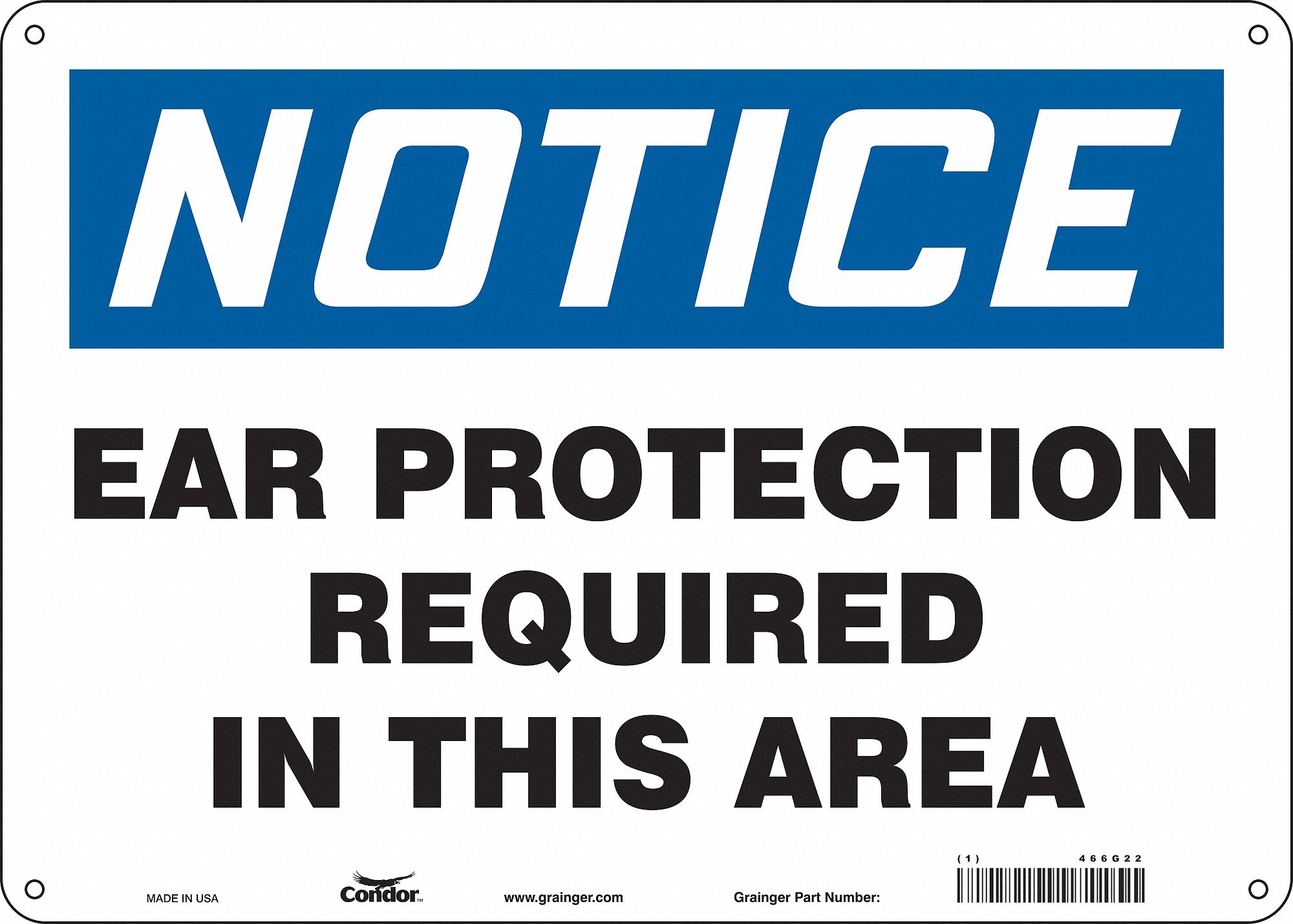 Safety Sign: Aluminum, Mounting Holes Sign Mounting, 10 in x 14 in Nominal Sign Size, 0.032 in Thick
