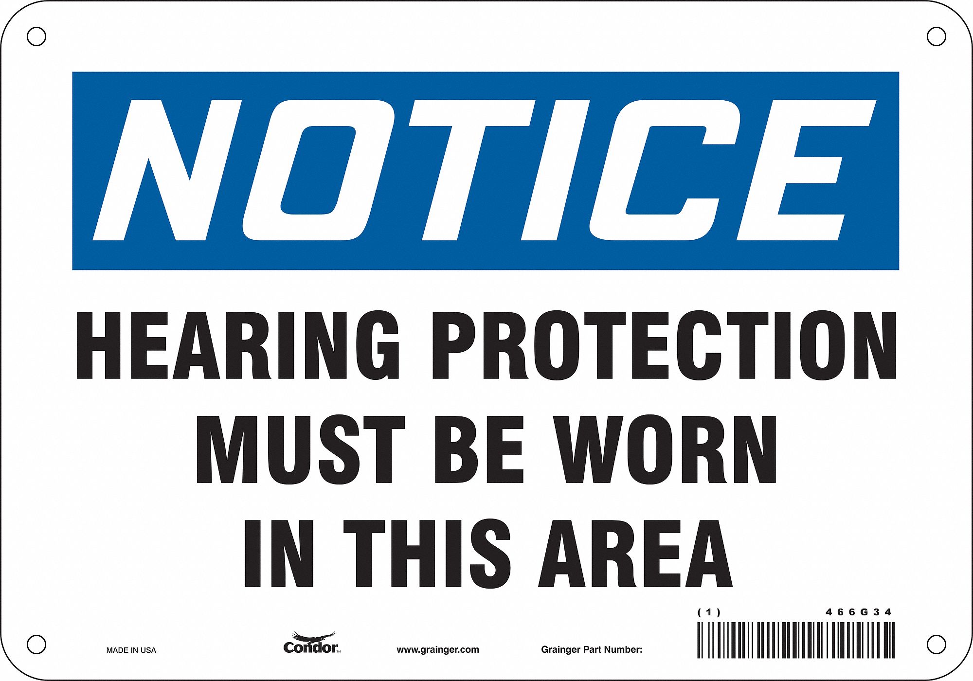 Safety Sign: Aluminum, Mounting Holes Sign Mounting, 7 in x 10 in Nominal Sign Size, 0.032 in Thick