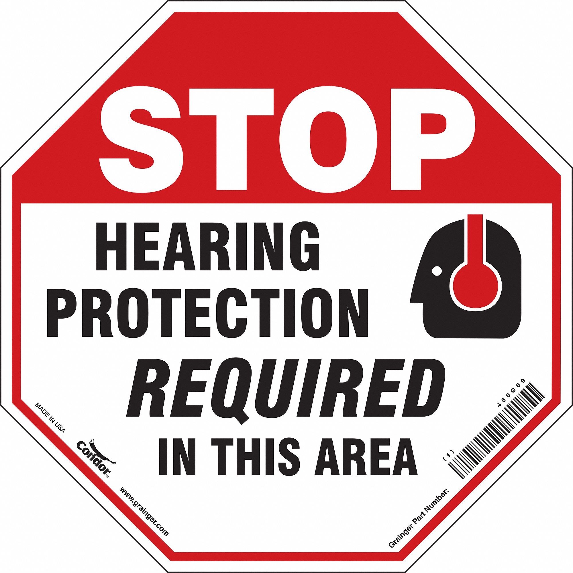 Safety Sign: Vinyl, Adhesive Sign Mounting, 18 in x 18 in Nominal Sign Size, Not Retroreflective