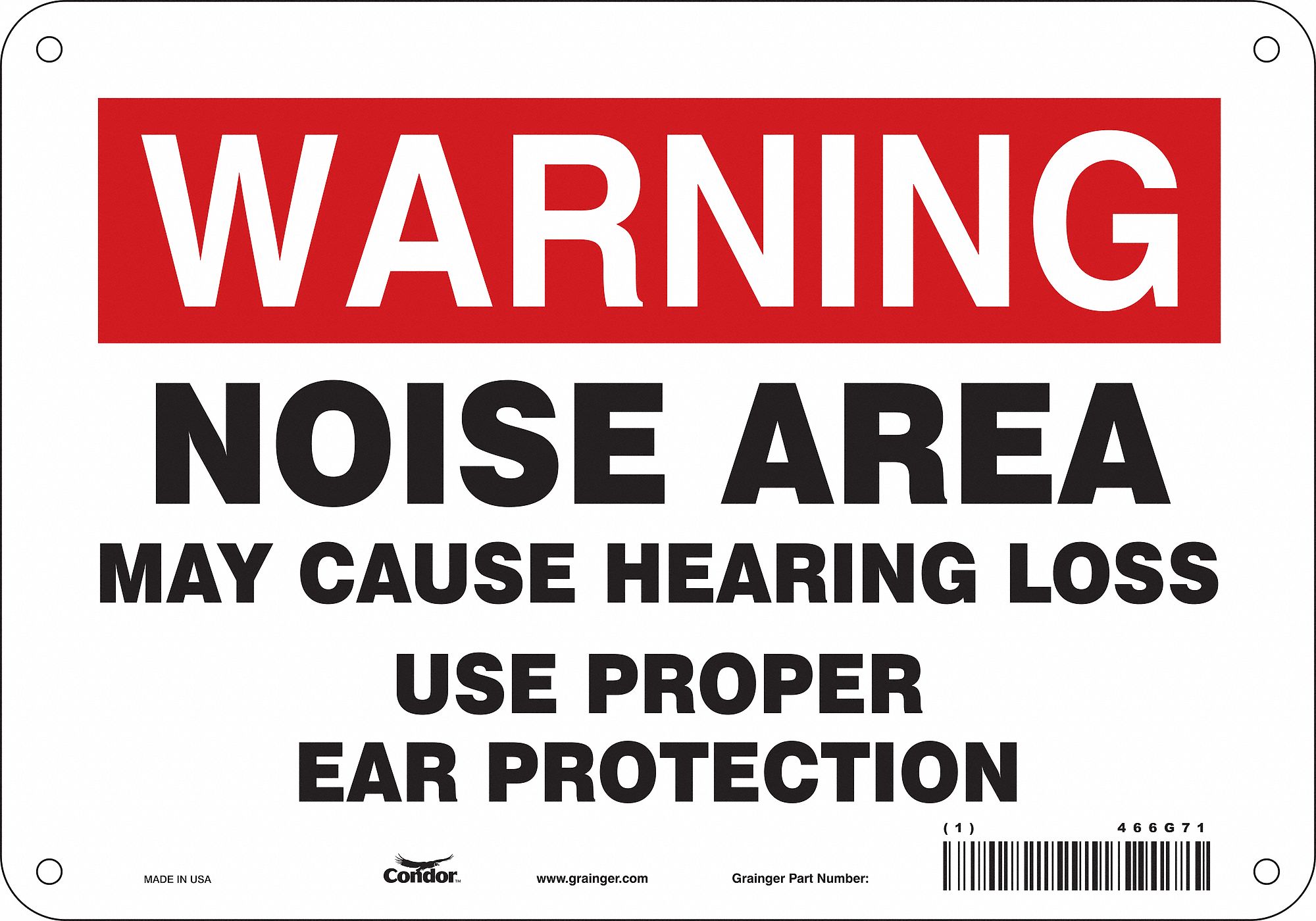 Safety Sign: Aluminum, Mounting Holes Sign Mounting, 7 in x 10 in Nominal Sign Size, 0.032 in Thick