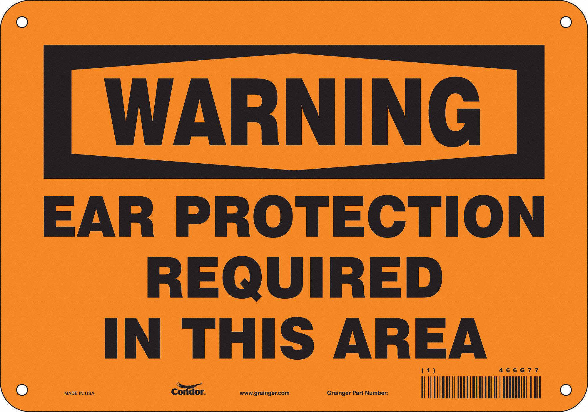 Safety Sign: Aluminum, Mounting Holes Sign Mounting, 7 in x 10 in Nominal Sign Size, 0.032 in Thick