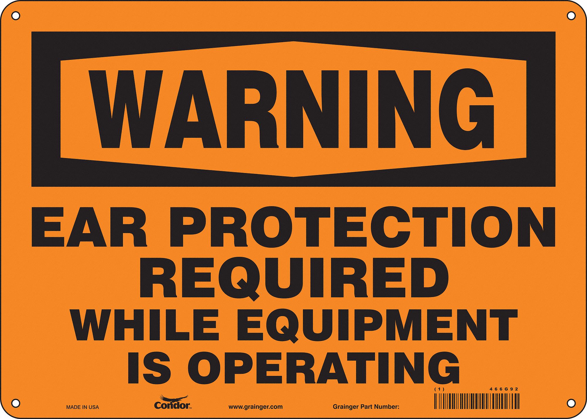 Safety Sign: Aluminum, Mounting Holes Sign Mounting, 10 in x 14 in Nominal Sign Size, 0.032 in Thick
