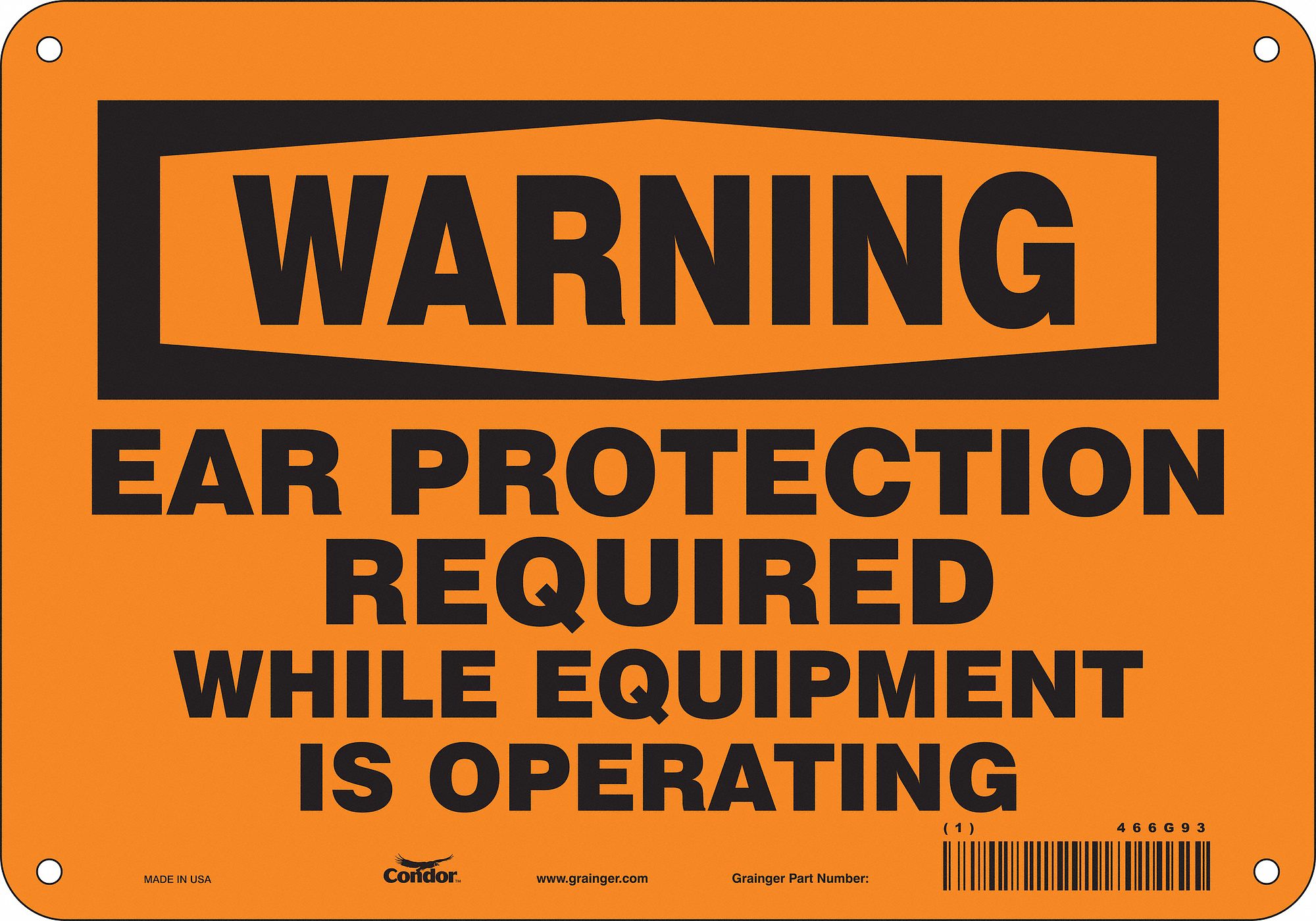 Safety Sign: Polyethylene, Mounting Holes Sign Mounting, 7 in x 10 in Nominal Sign Size