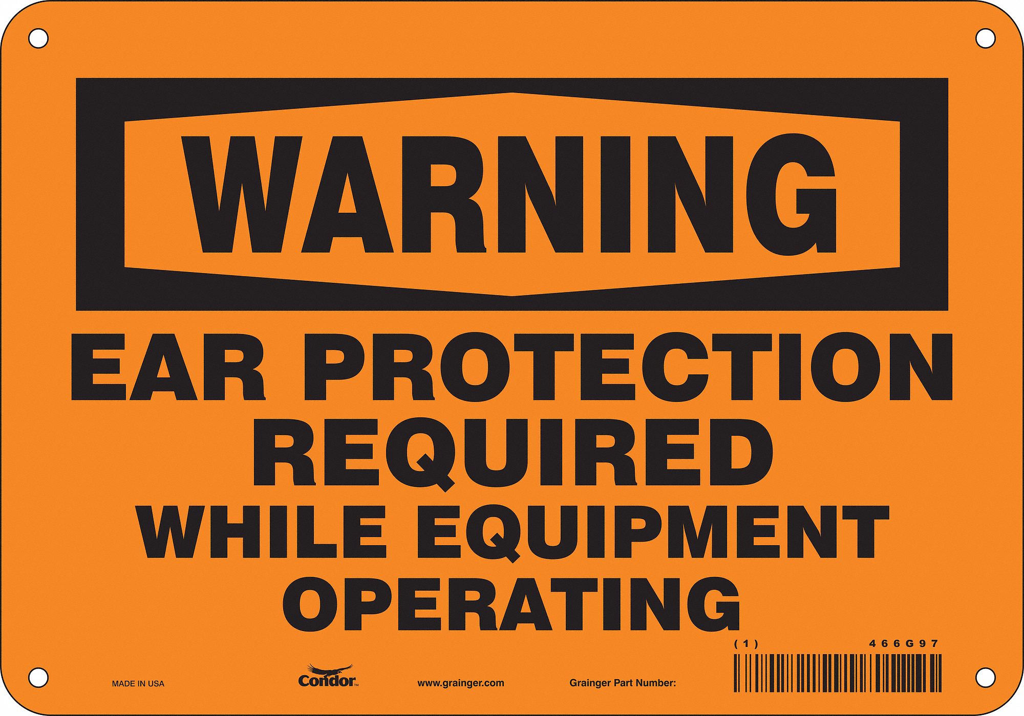 Safety Sign: Aluminum, Mounting Holes Sign Mounting, 7 in x 10 in Nominal Sign Size, 0.032 in Thick