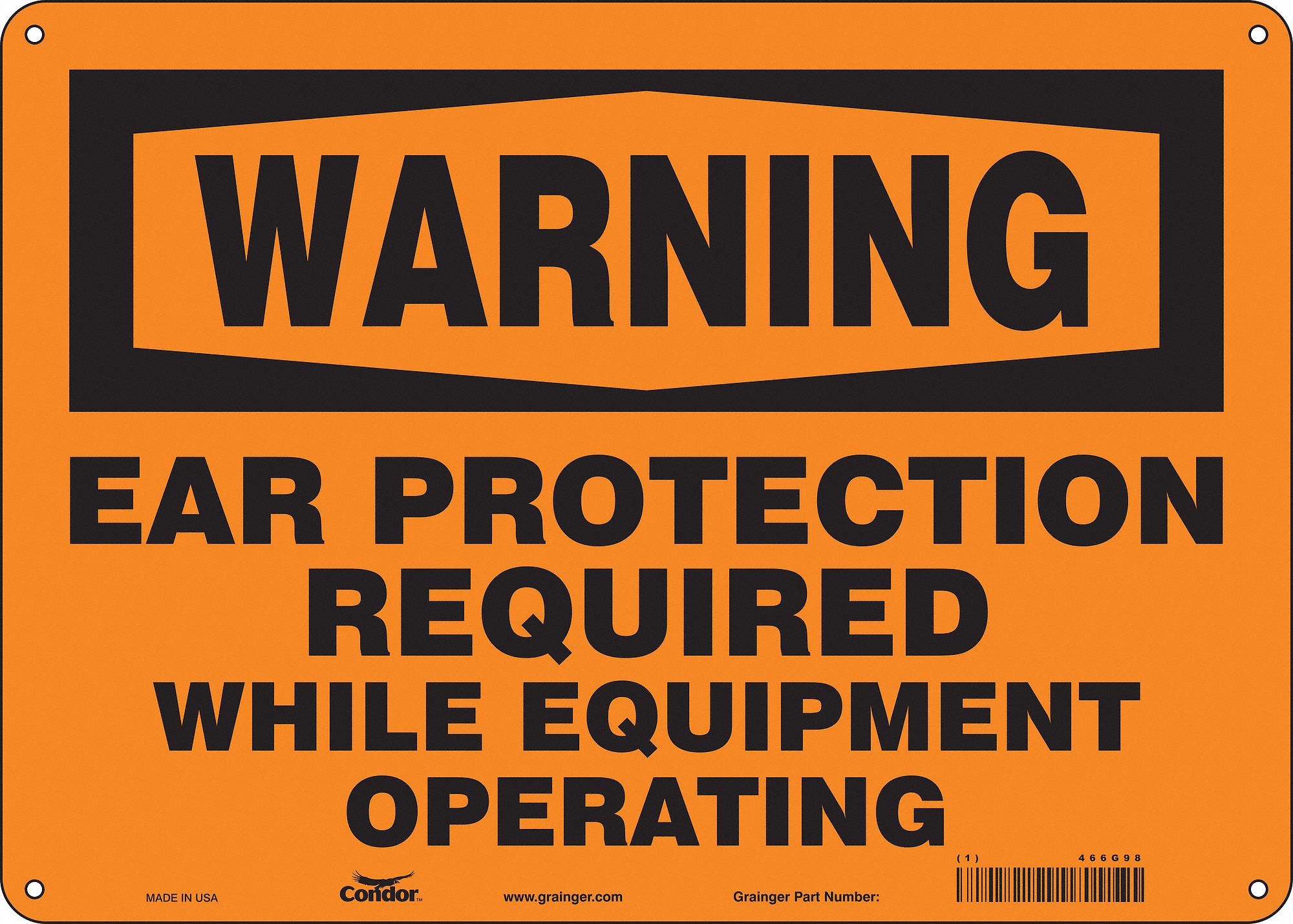 Safety Sign: Aluminum, Mounting Holes Sign Mounting, 10 in x 14 in Nominal Sign Size, 0.032 in Thick