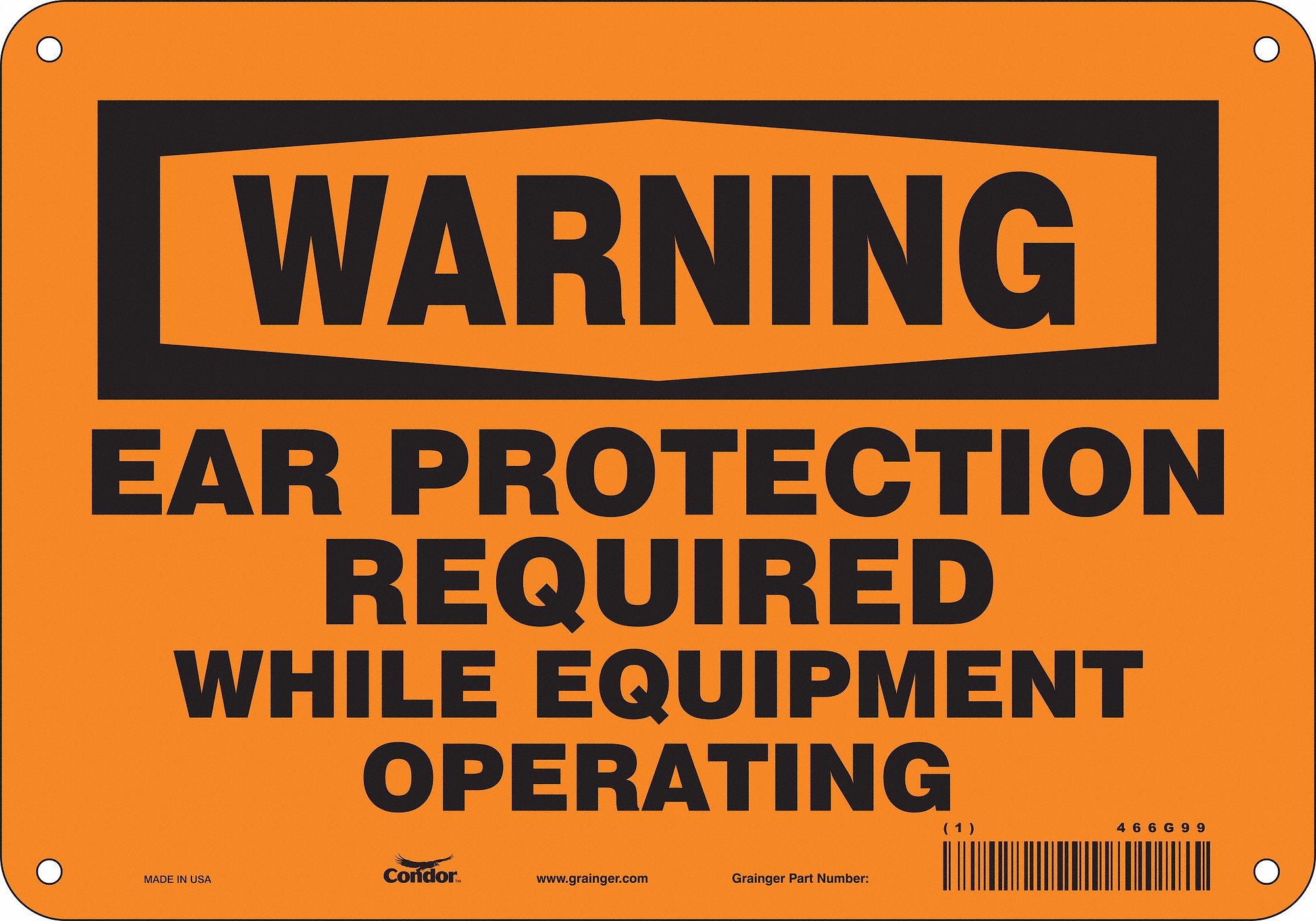 Safety Sign: Polyethylene, Mounting Holes Sign Mounting, 7 in x 10 in Nominal Sign Size, Warning