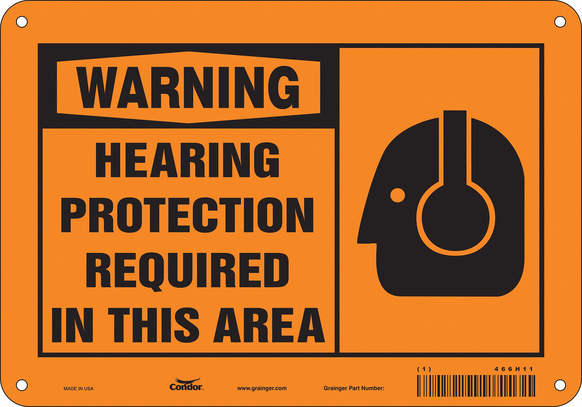 Safety Sign: Aluminum, Mounting Holes Sign Mounting, 7 in x 10 in Nominal Sign Size, 0.032 in Thick