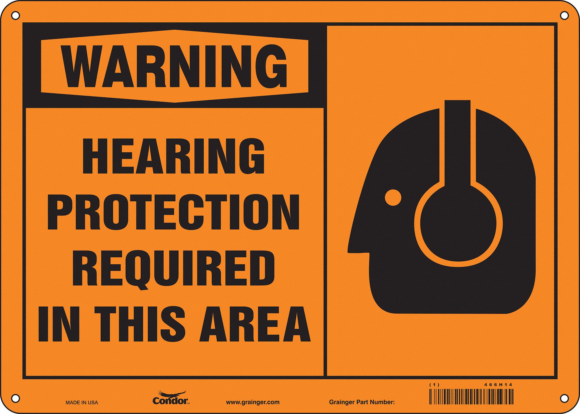 Safety Sign: Polyethylene, Mounting Holes Sign Mounting, 10 in x 14 in Nominal Sign Size, Warning