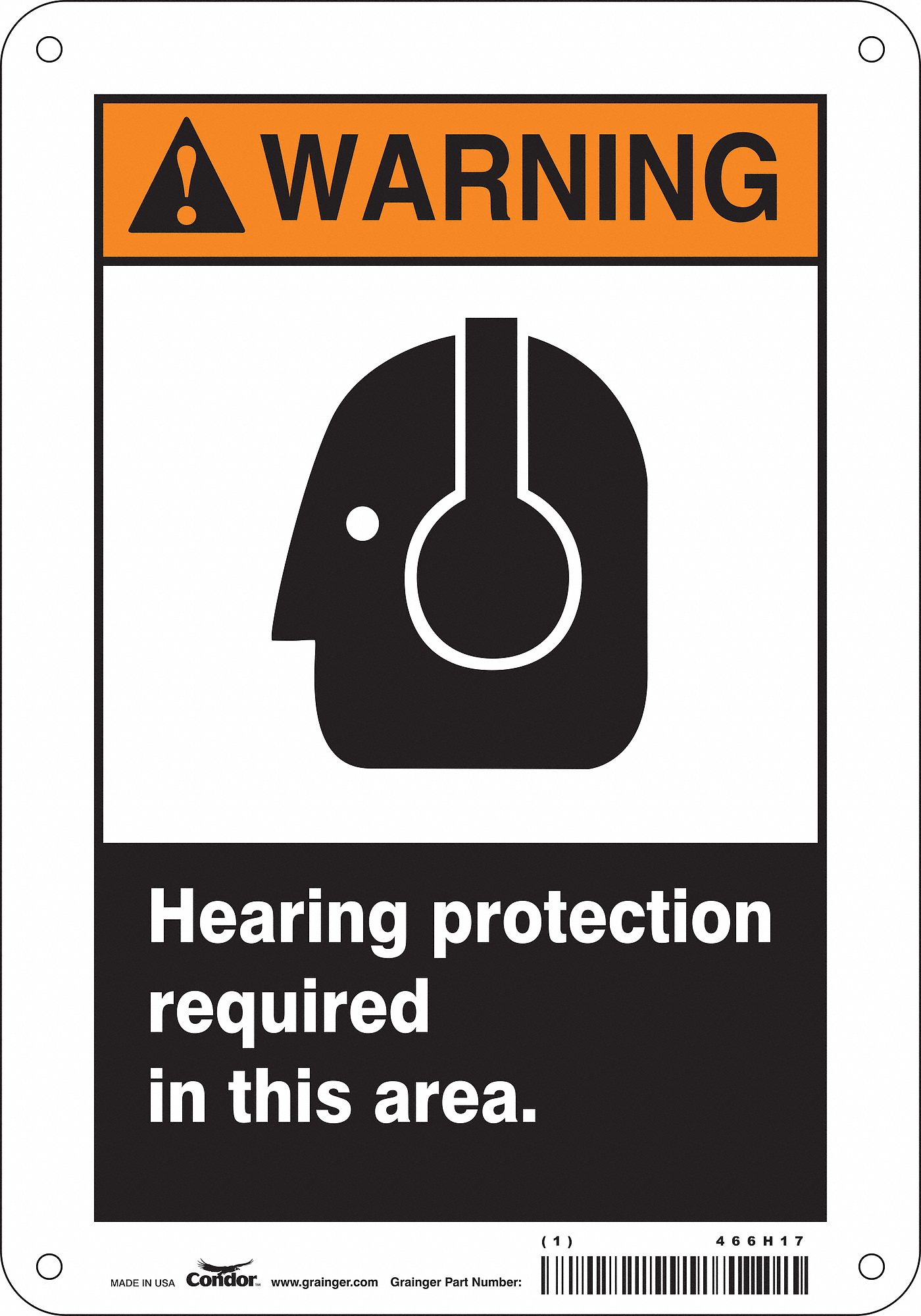 Safety Sign: Aluminum, Mounting Holes Sign Mounting, 10 in x 7 in Nominal Sign Size, 0.032 in Thick