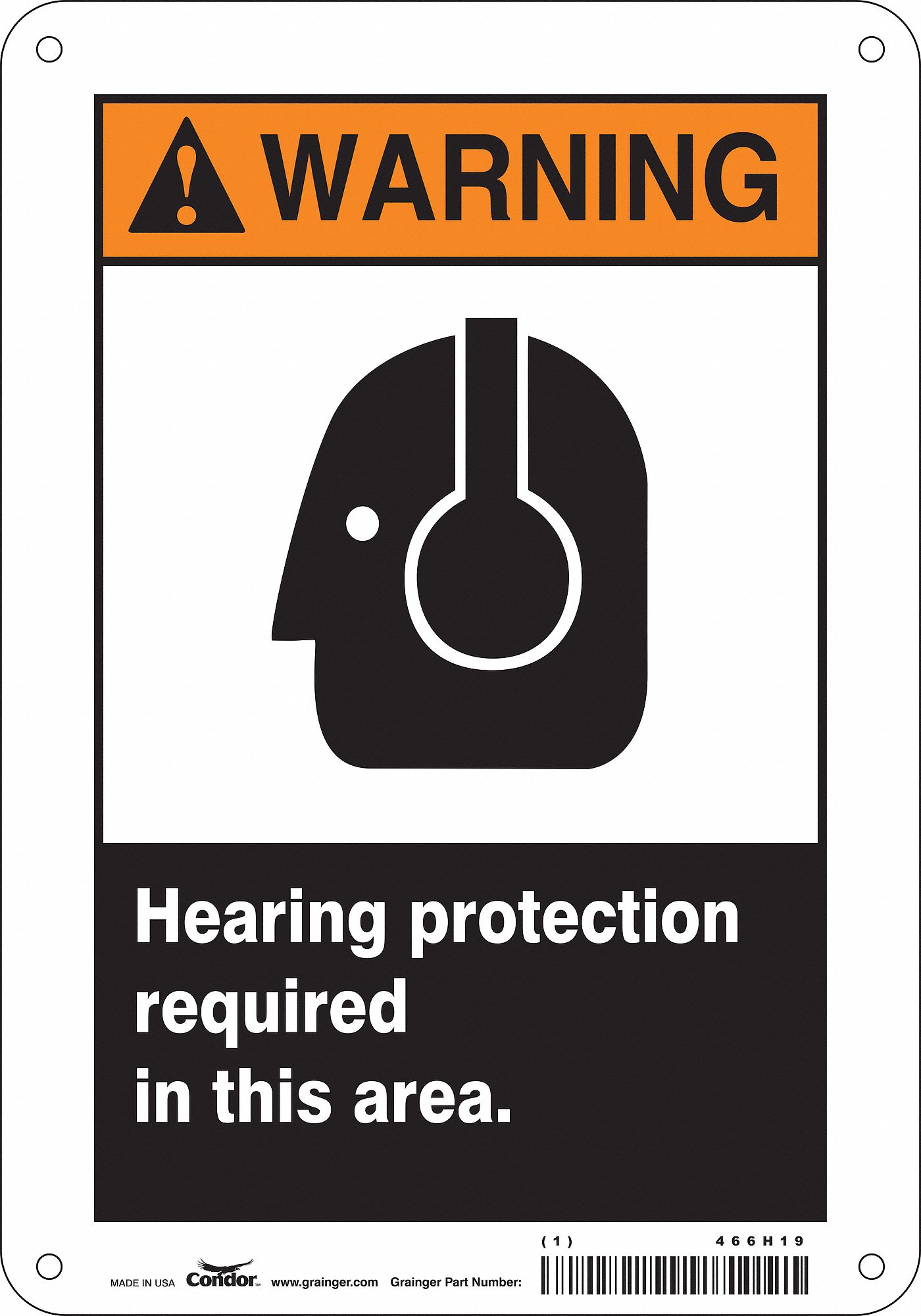 Safety Sign: Polyethylene, Mounting Holes Sign Mounting, 10 in x 7 in Nominal Sign Size, Warning