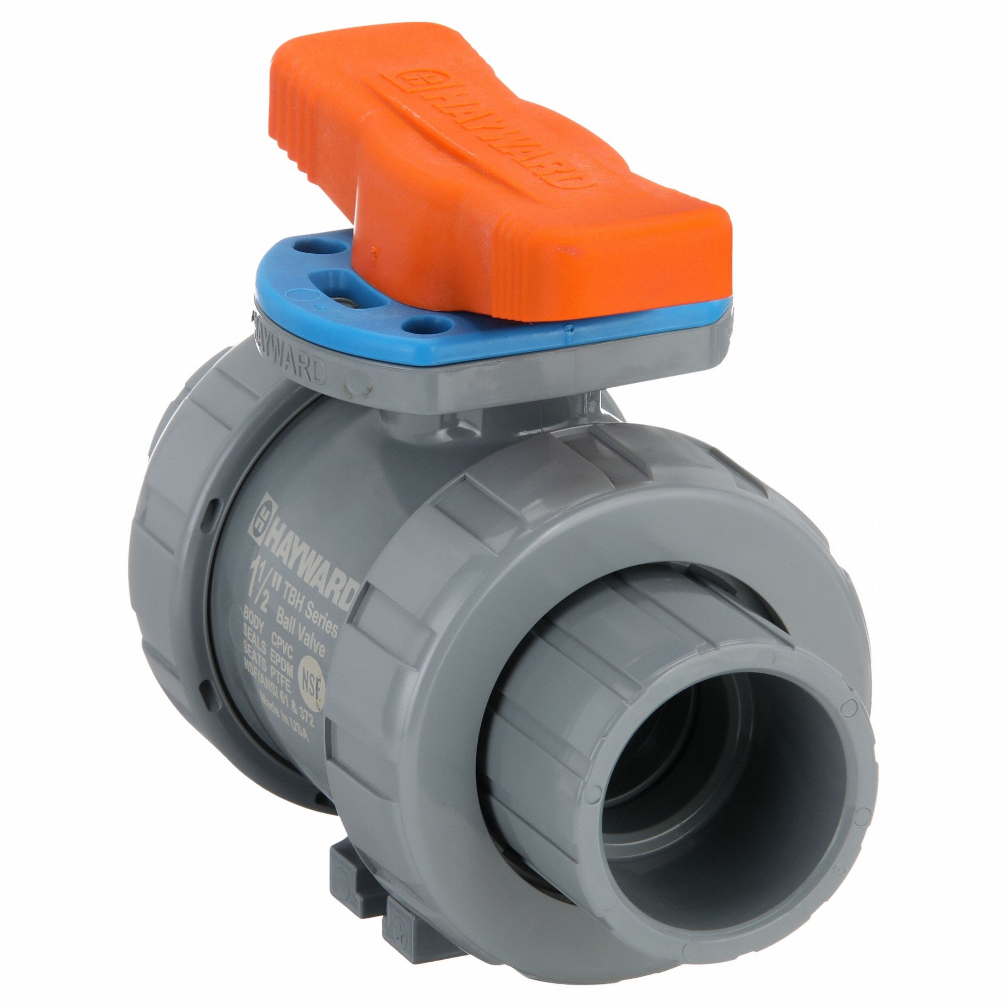 Manual Two-Way Ball Valve: 1 1/2 in, CPVC, Straight, Full Port Ball Port
