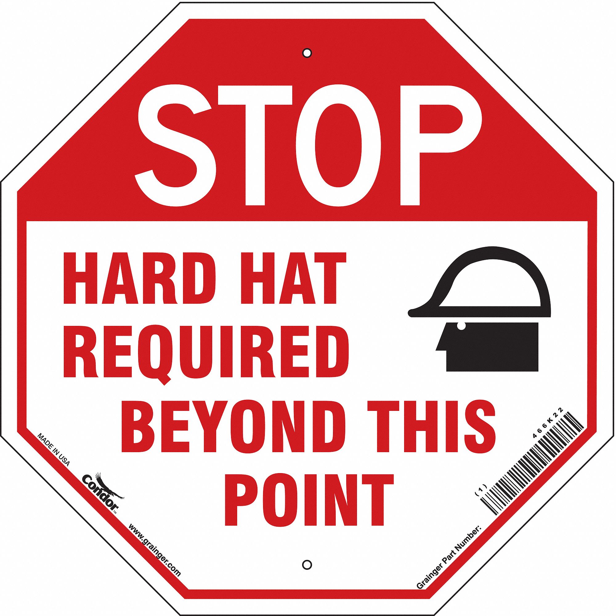 Safety Sign: Aluminum, Mounting Holes Sign Mounting, 18 in x 18 in Nominal Sign Size, 0.032 in Thick