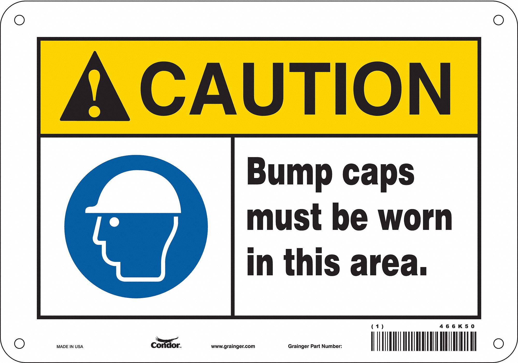 Safety Sign: Aluminum, Mounting Holes Sign Mounting, 7 in x 10 in Nominal Sign Size, 0.032 in Thick