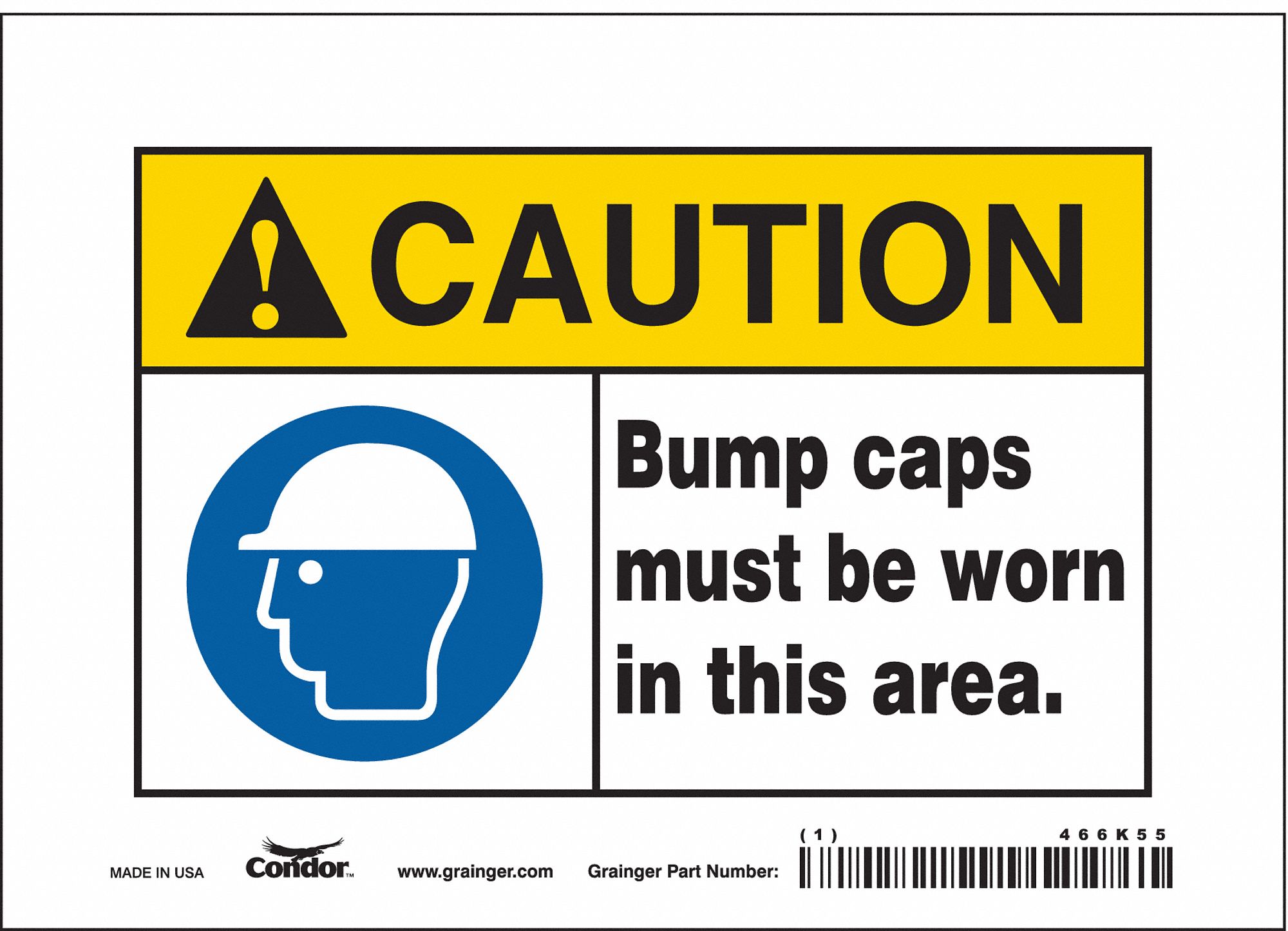 Safety Sign: Vinyl, Adhesive Sign Mounting, 5 in x 7 in Nominal Sign Size, Not Retroreflective, Wall