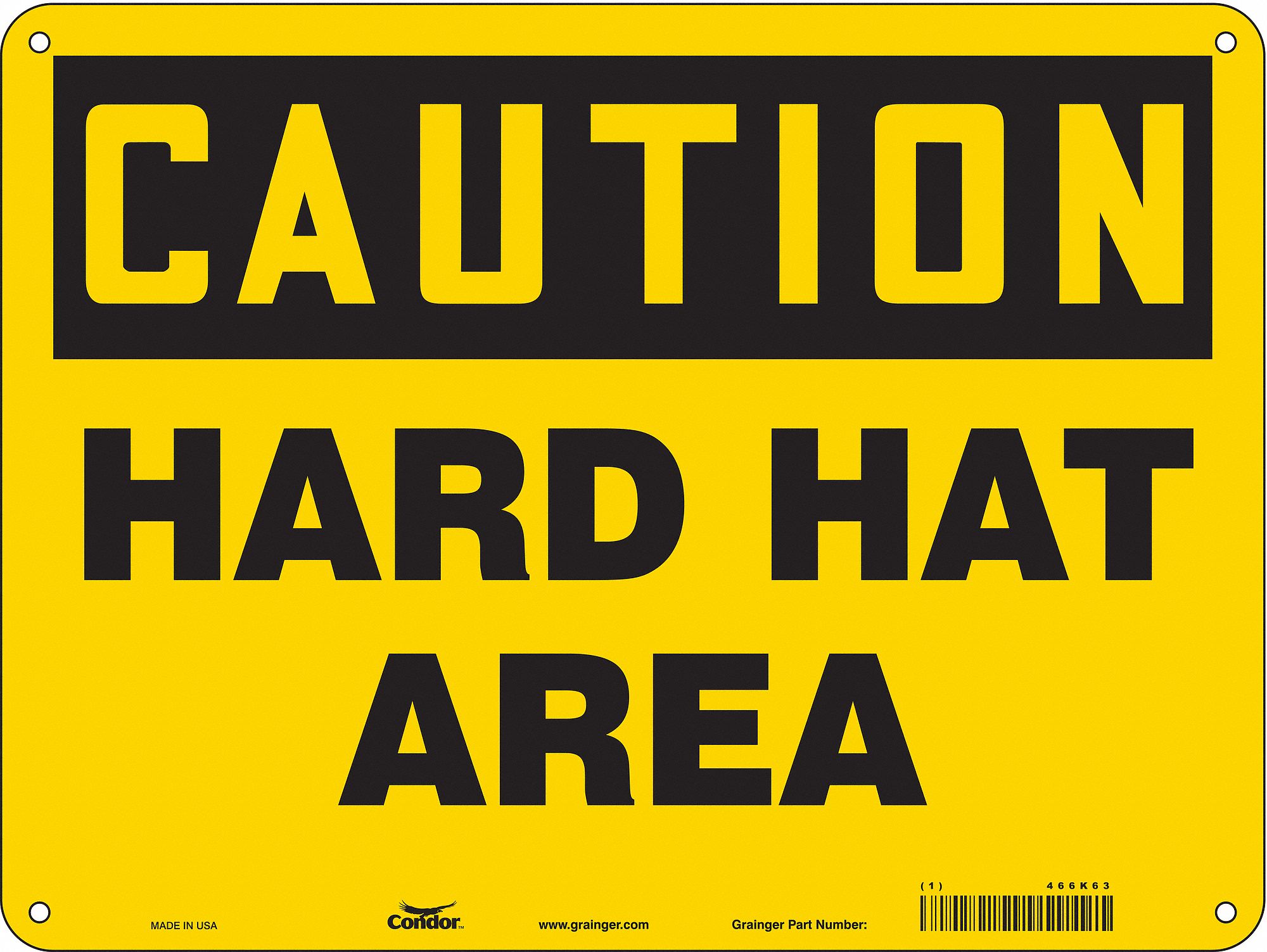 Safety Sign: Polyethylene, Mounting Holes Sign Mounting, 18 in x 24 in Nominal Sign Size
