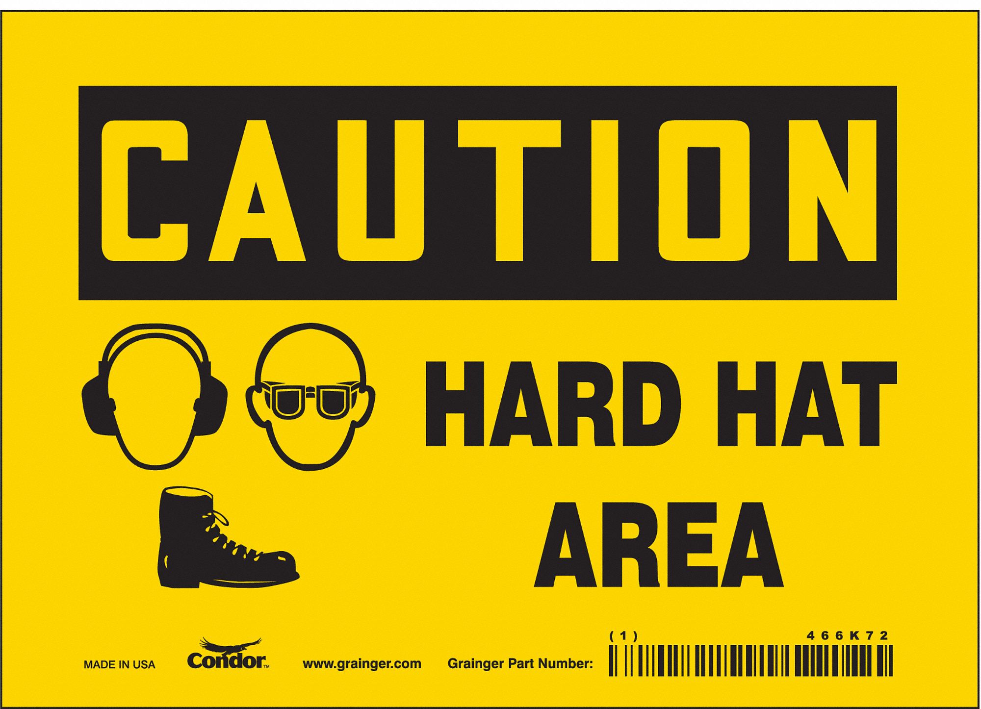 Safety Sign: Vinyl, Adhesive Sign Mounting, 5 in x 7 in Nominal Sign Size, Not Retroreflective, Wall