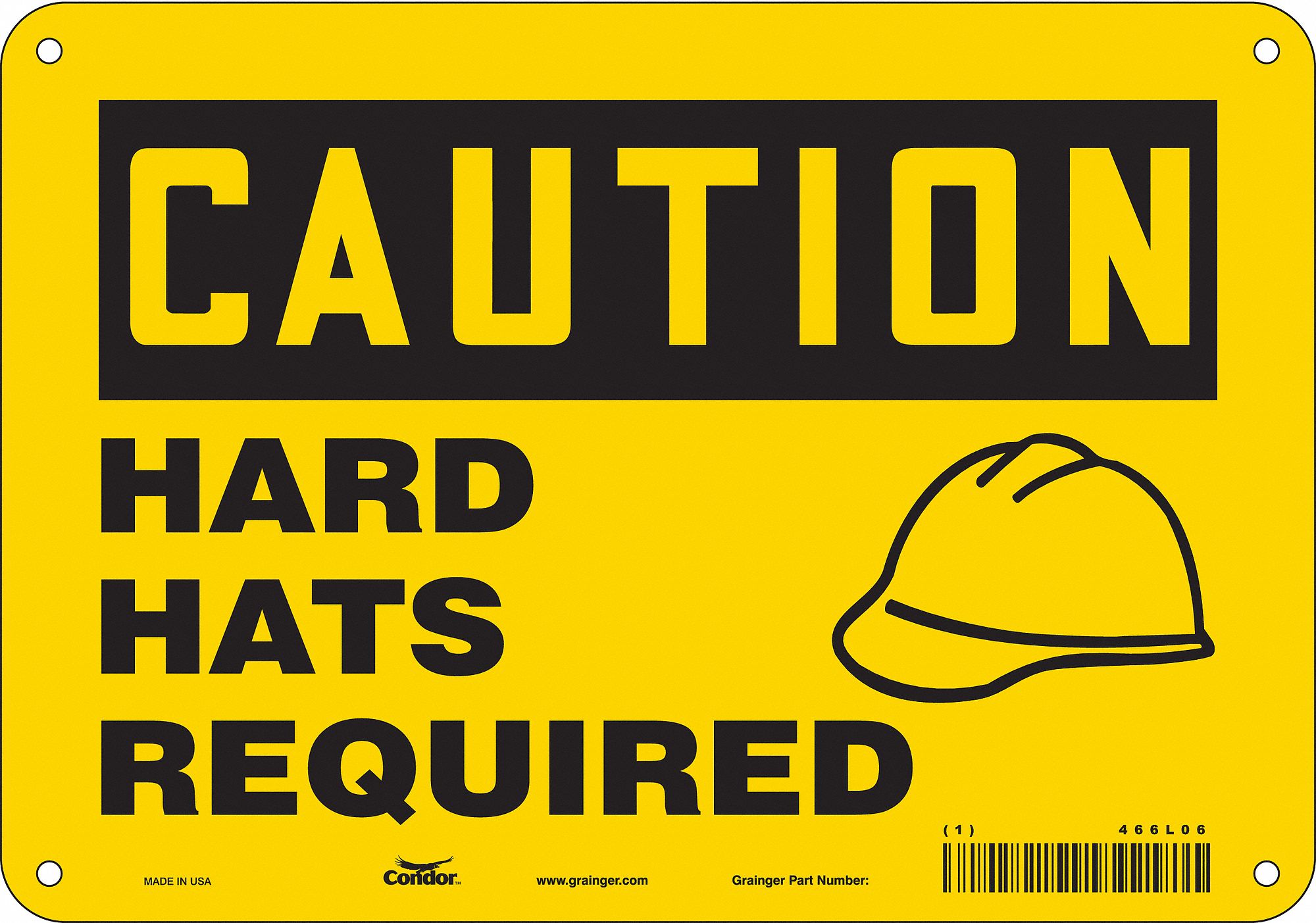 Safety Sign: Aluminum, Mounting Holes Sign Mounting, 7 in x 10 in Nominal Sign Size, 0.032 in Thick