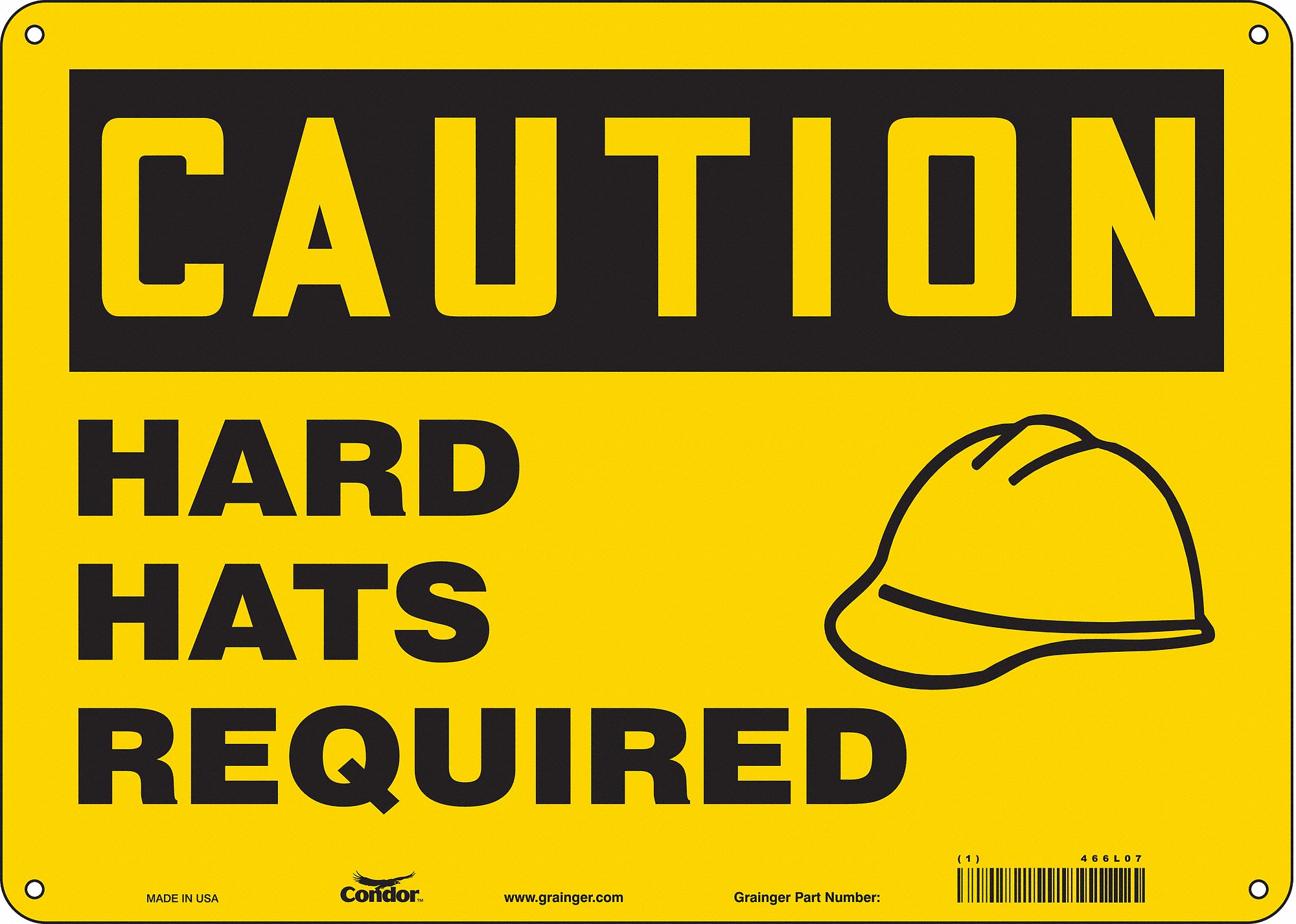 Safety Sign: Aluminum, Mounting Holes Sign Mounting, 10 in x 14 in Nominal Sign Size, 0.032 in Thick