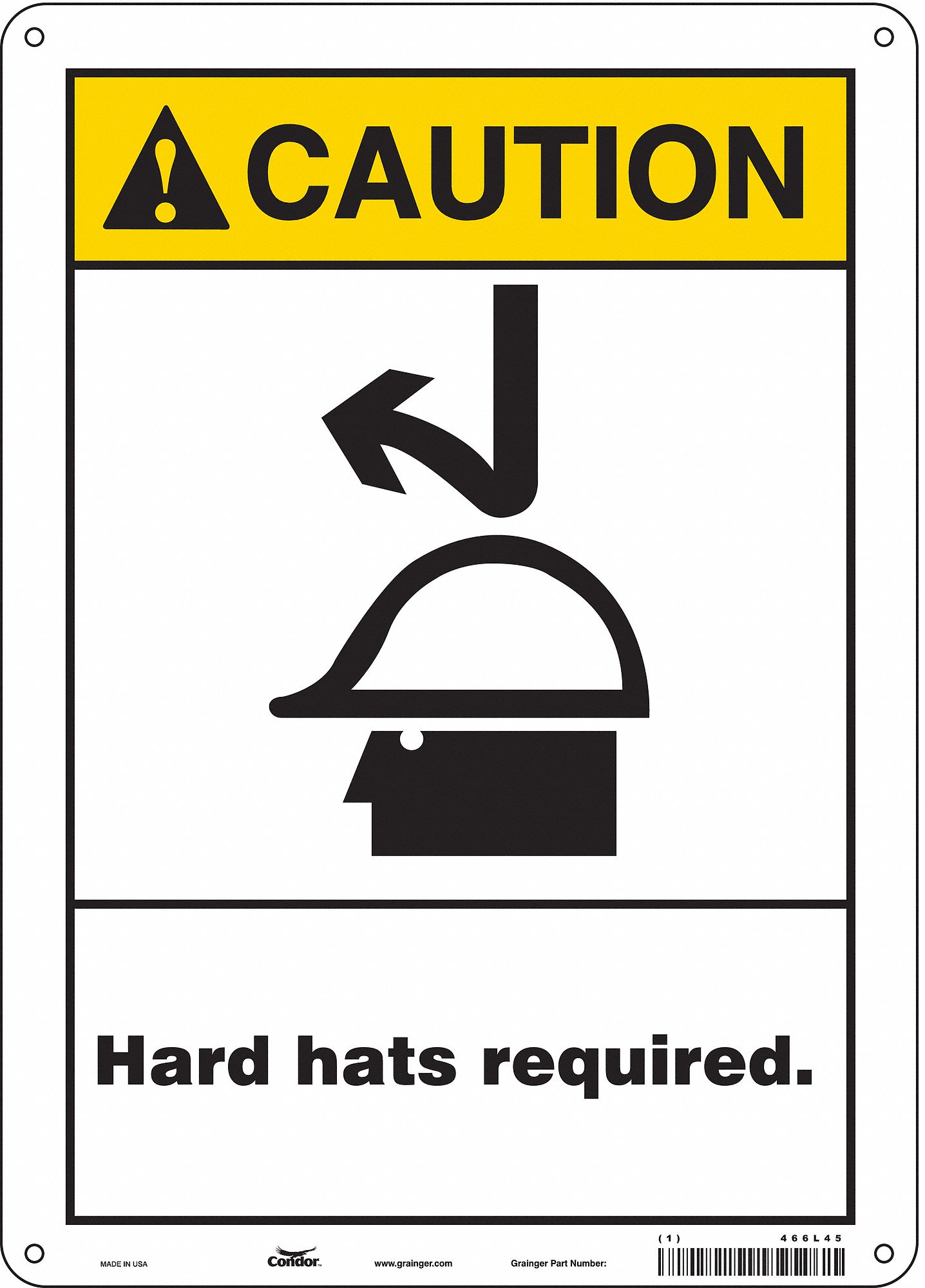 Safety Sign: Aluminum, Mounting Holes Sign Mounting, 14 in x 10 in Nominal Sign Size, 0.032 in Thick