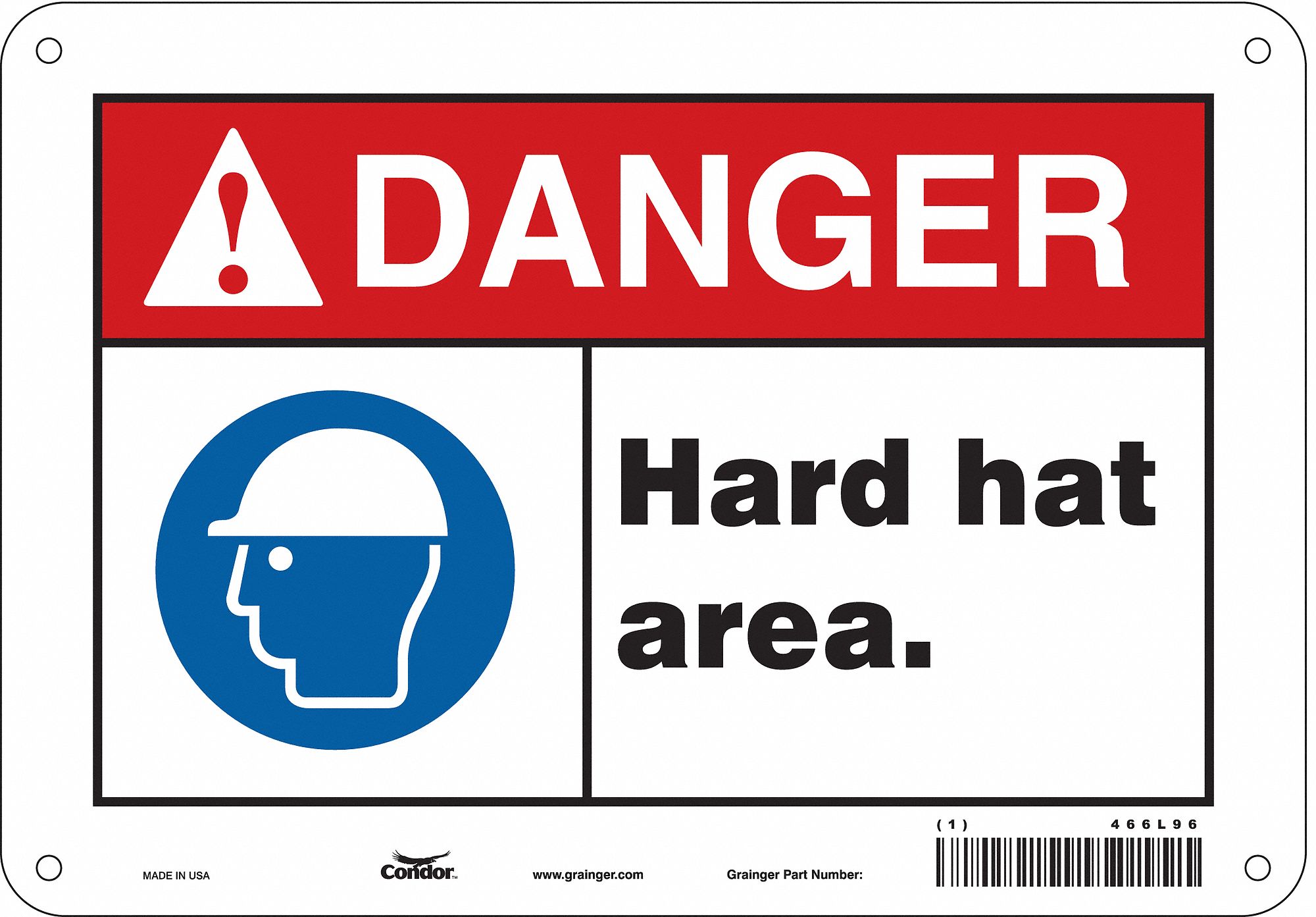 Safety Sign: Polyethylene, Mounting Holes Sign Mounting, 7 in x 10 in Nominal Sign Size, Danger