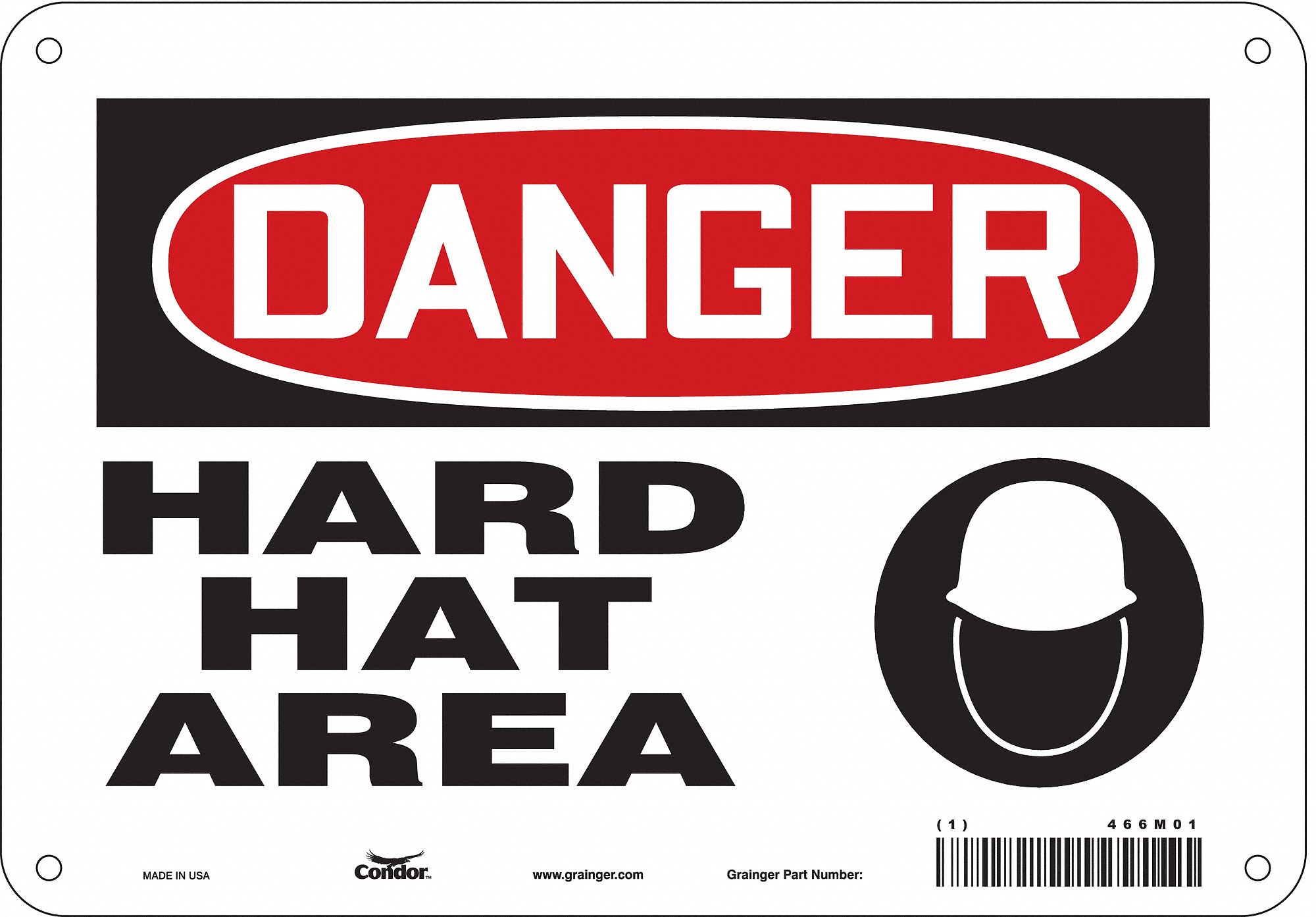 Safety Sign: Aluminum, Mounting Holes Sign Mounting, 7 in x 10 in Nominal Sign Size, 0.032 in Thick