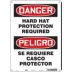 Danger/Peligro: Hard Hat Protection Required/Se Requiere Casco Protector Signs