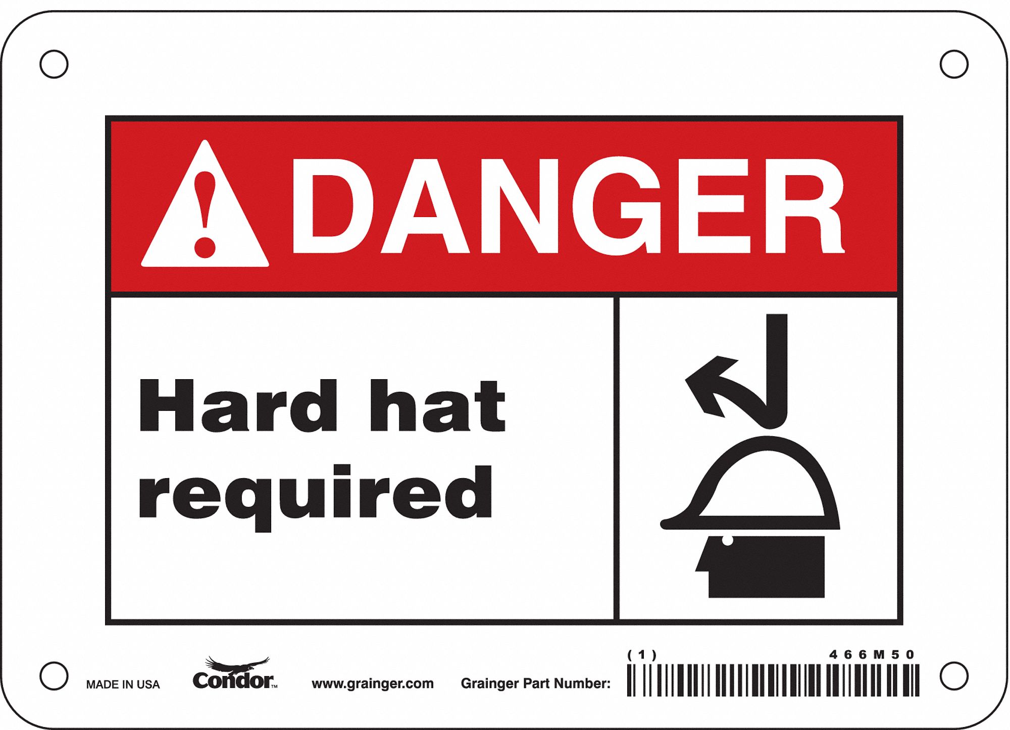 Safety Sign: Aluminum, Mounting Holes Sign Mounting, 5 in x 7 in Nominal Sign Size, 0.032 in Thick