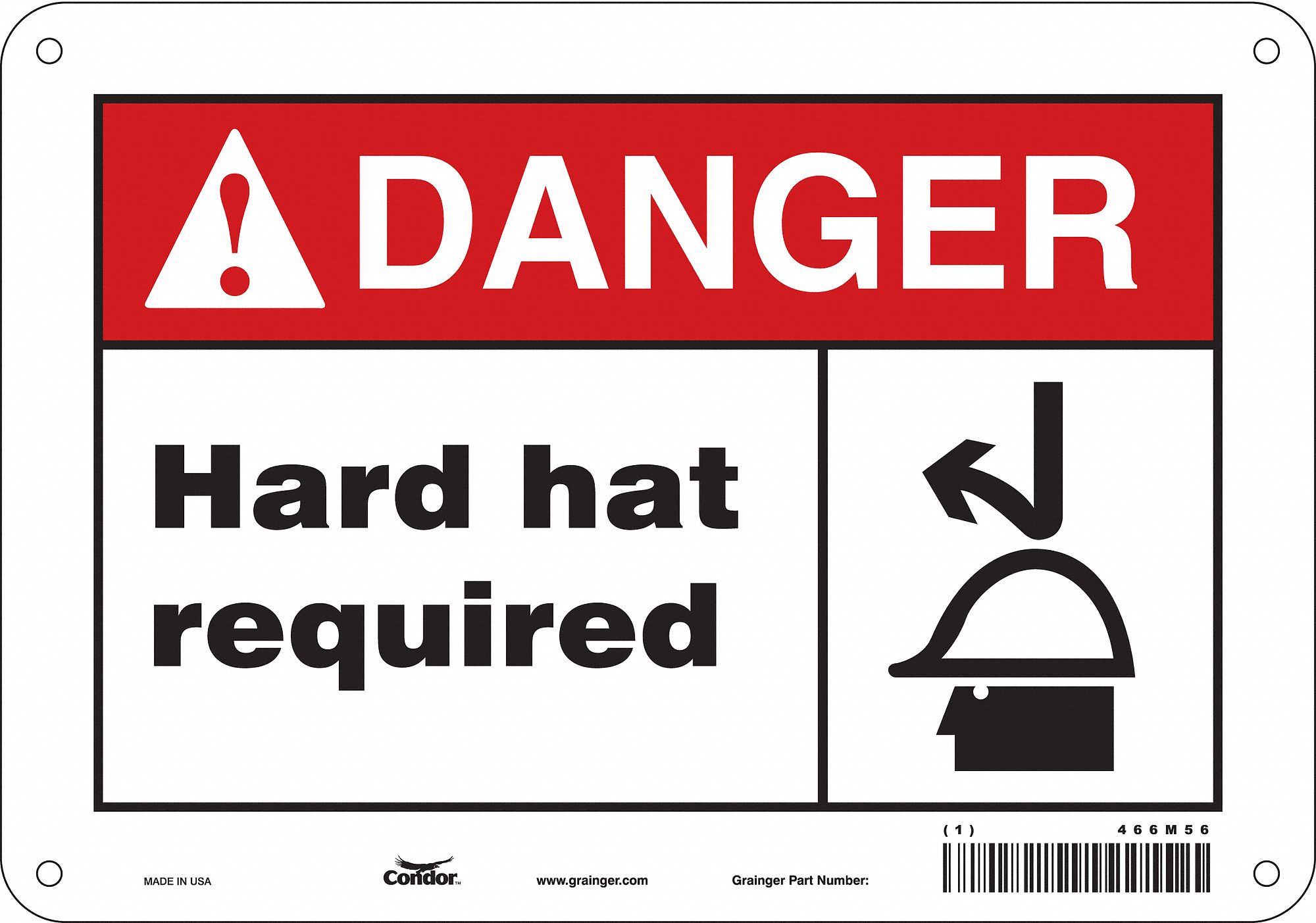 Safety Sign: Polyethylene, Mounting Holes Sign Mounting, 7 in x 10 in Nominal Sign Size, Danger