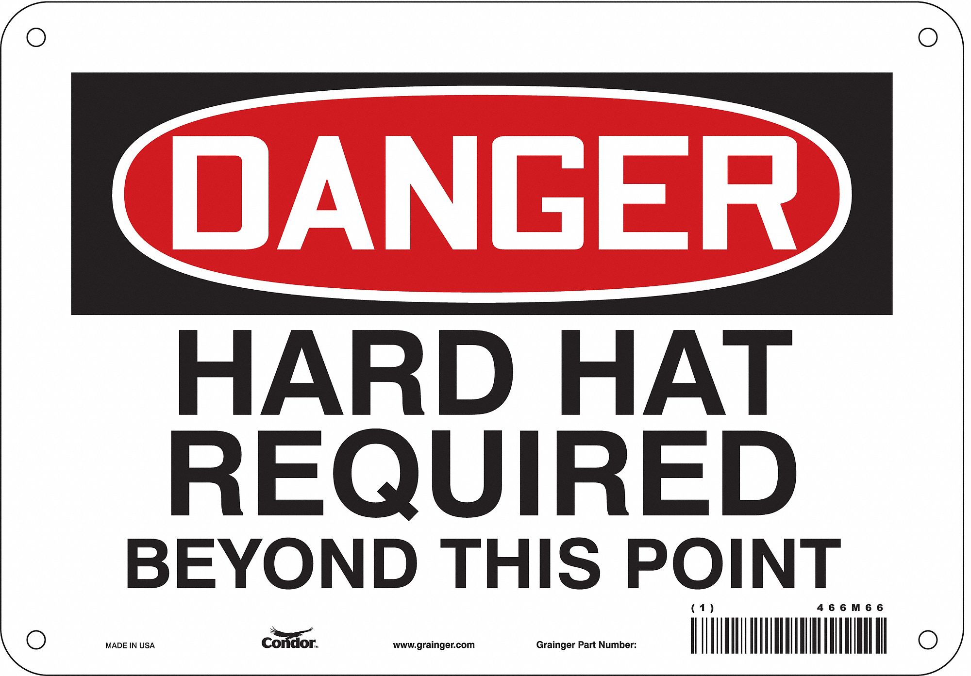 Safety Sign: Polyethylene, Mounting Holes Sign Mounting, 7 in x 10 in Nominal Sign Size, Danger