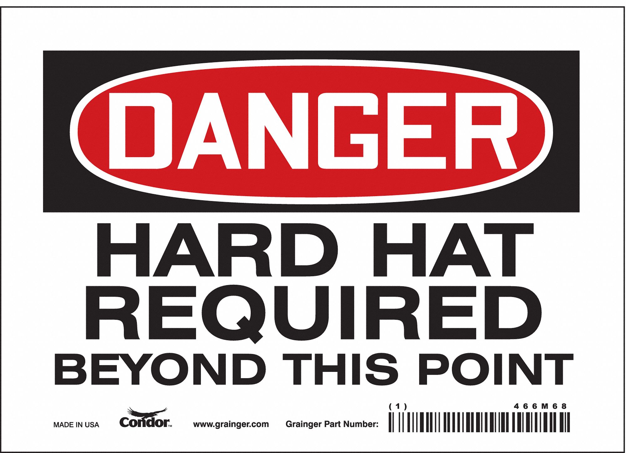 Safety Sign: Vinyl, Adhesive Sign Mounting, 5 in x 7 in Nominal Sign Size, Not Retroreflective, Wall