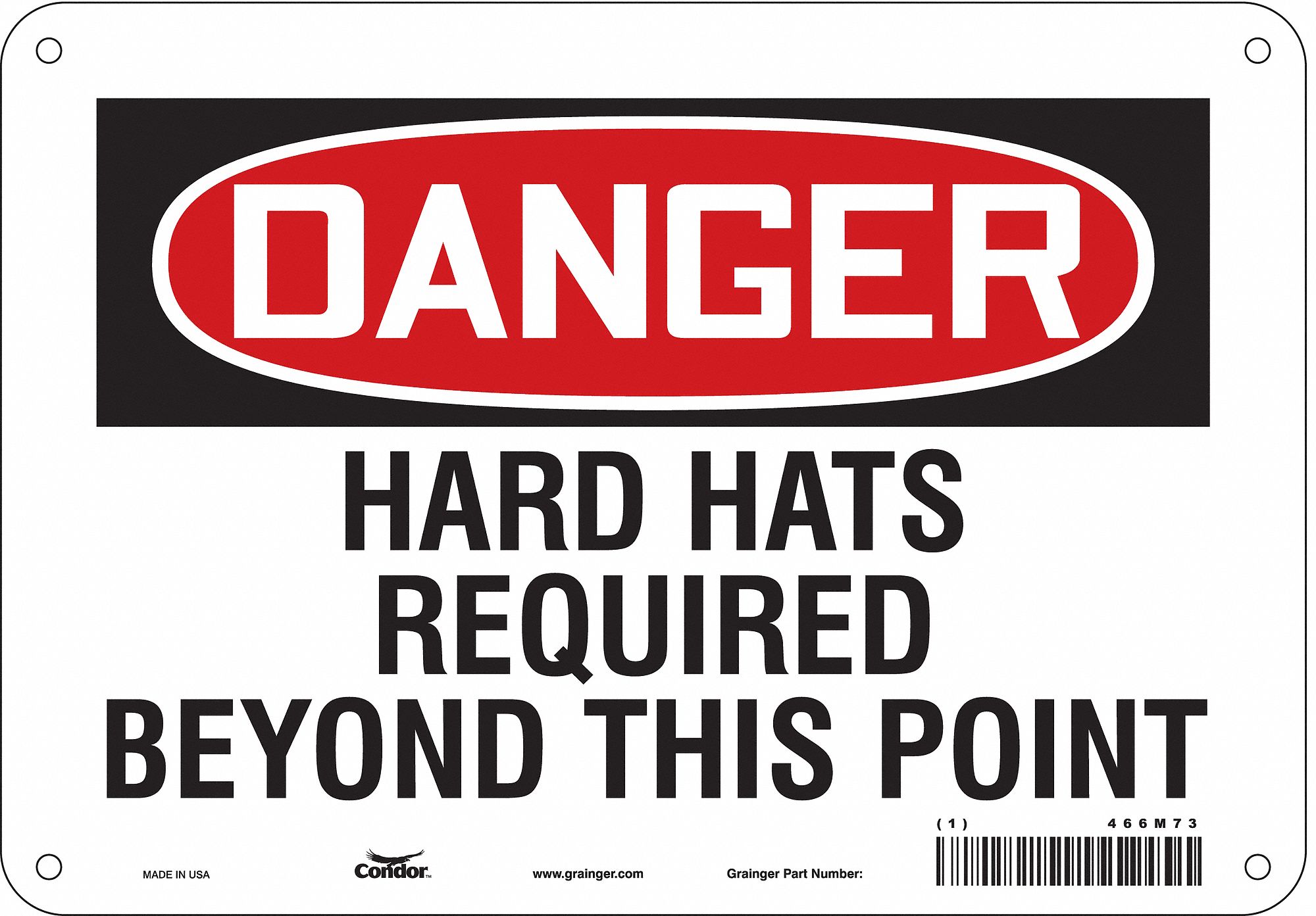 Safety Sign: Polyethylene, Mounting Holes Sign Mounting, 7 in x 10 in Nominal Sign Size, Danger