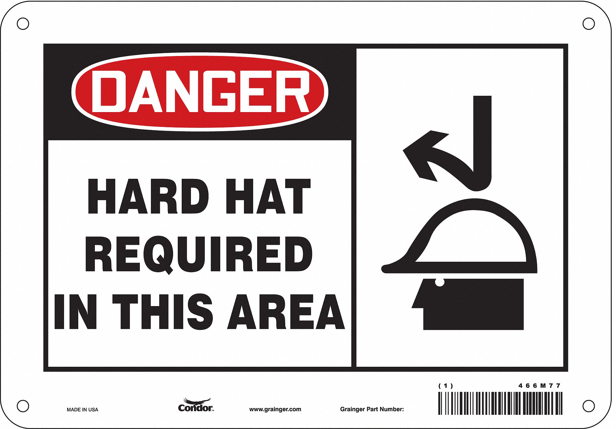 Safety Sign: Aluminum, Mounting Holes Sign Mounting, 7 in x 10 in Nominal Sign Size, 0.032 in Thick