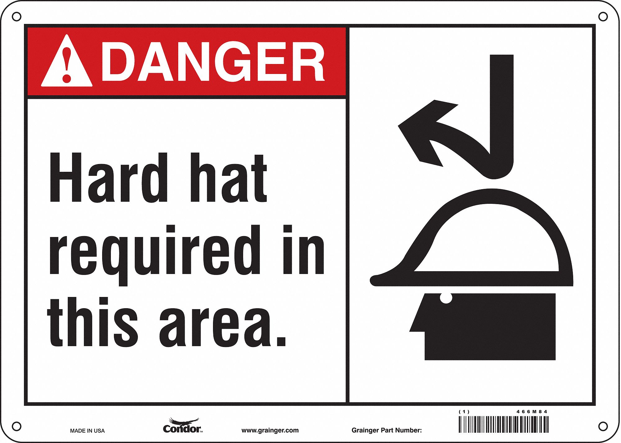 Safety Sign: Aluminum, Mounting Holes Sign Mounting, 10 in x 14 in Nominal Sign Size, 0.032 in Thick
