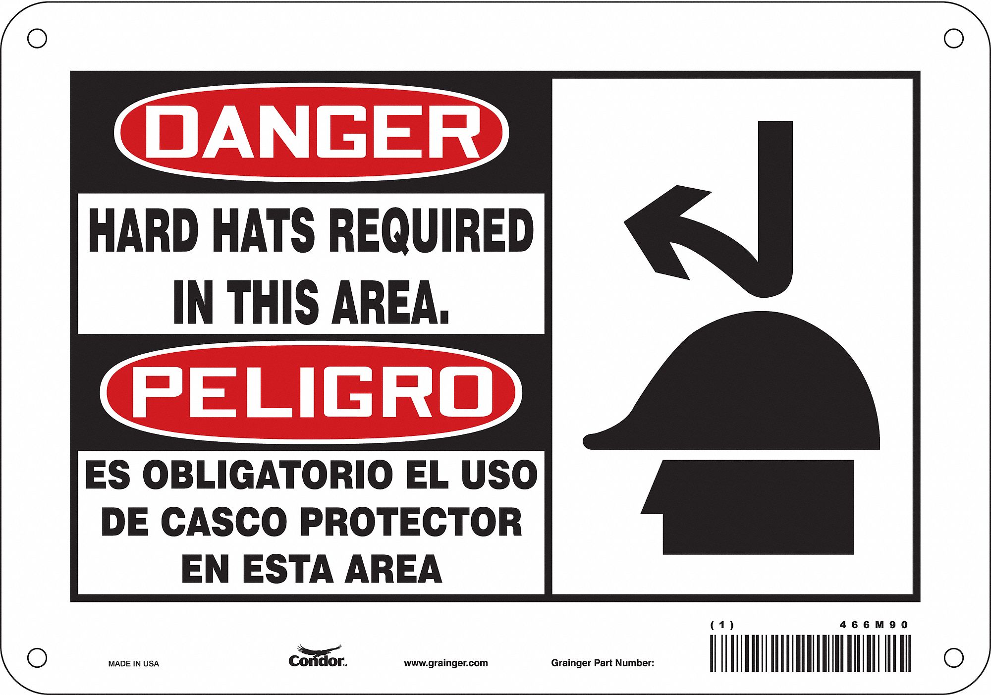 Safety Sign: Aluminum, Mounting Holes Sign Mounting, 7 in x 10 in Nominal Sign Size, 0.032 in Thick