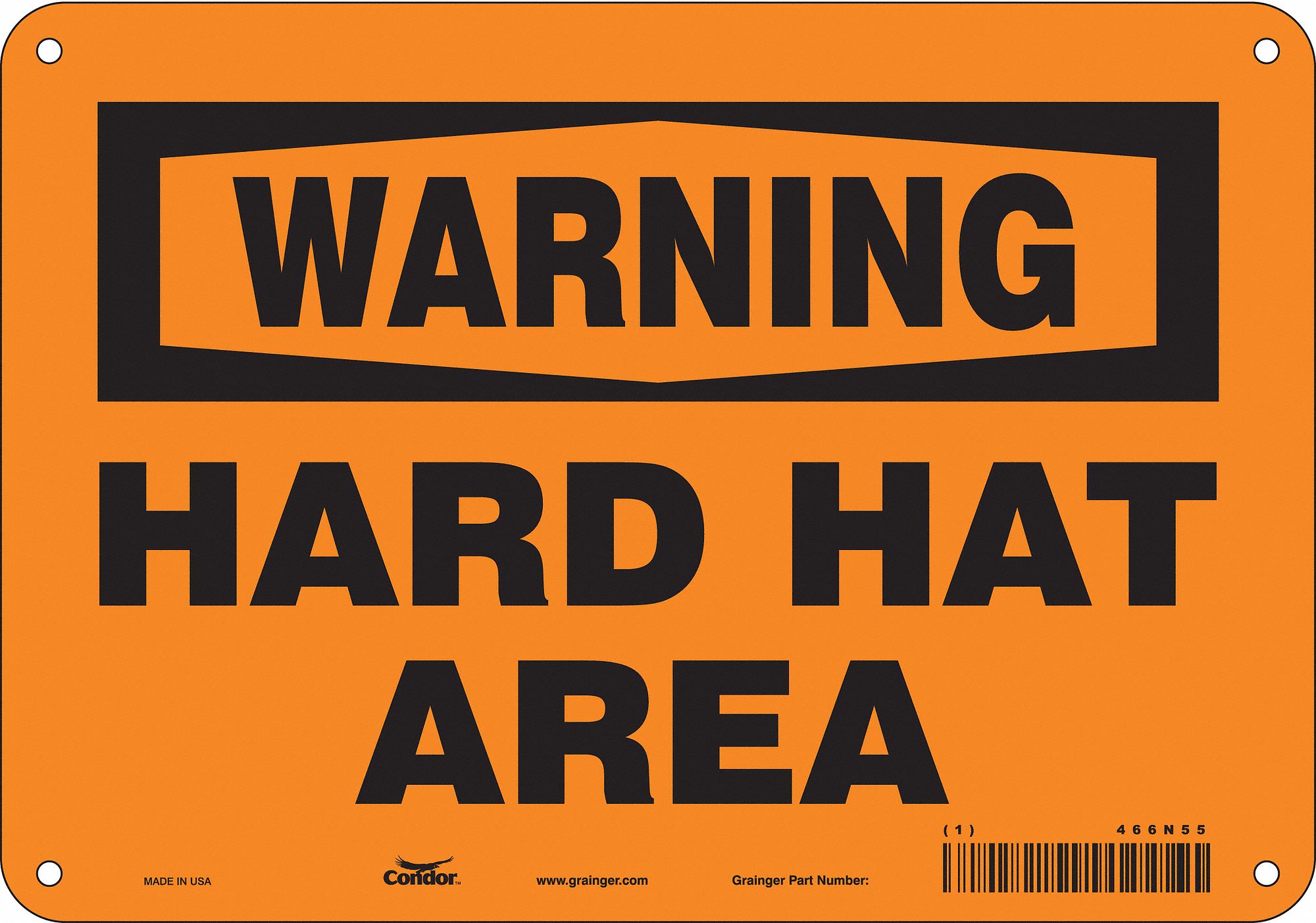 Safety Sign: Polyethylene, Mounting Holes Sign Mounting, 7 in x 10 in Nominal Sign Size, Warning