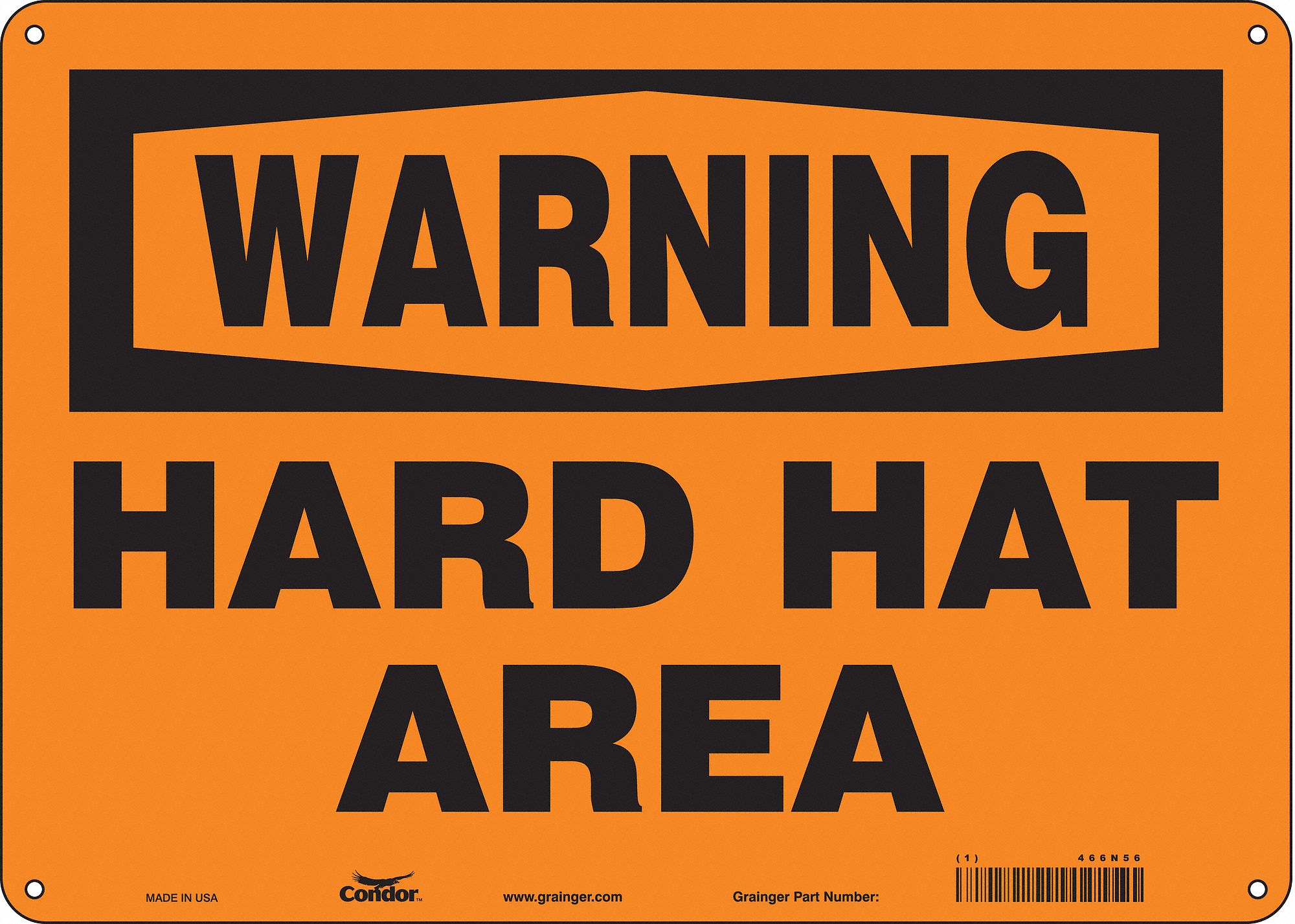 Safety Sign: Polyethylene, Mounting Holes Sign Mounting, 10 in x 14 in Nominal Sign Size, Warning