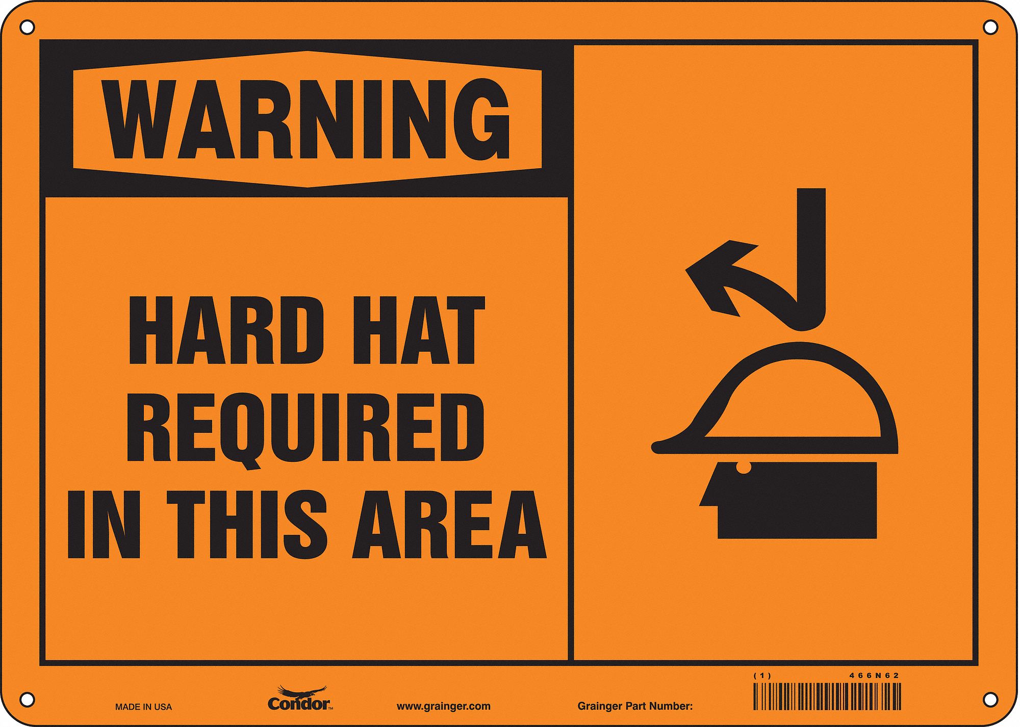 Safety Sign: Polyethylene, Mounting Holes Sign Mounting, 10 in x 14 in Nominal Sign Size, Warning