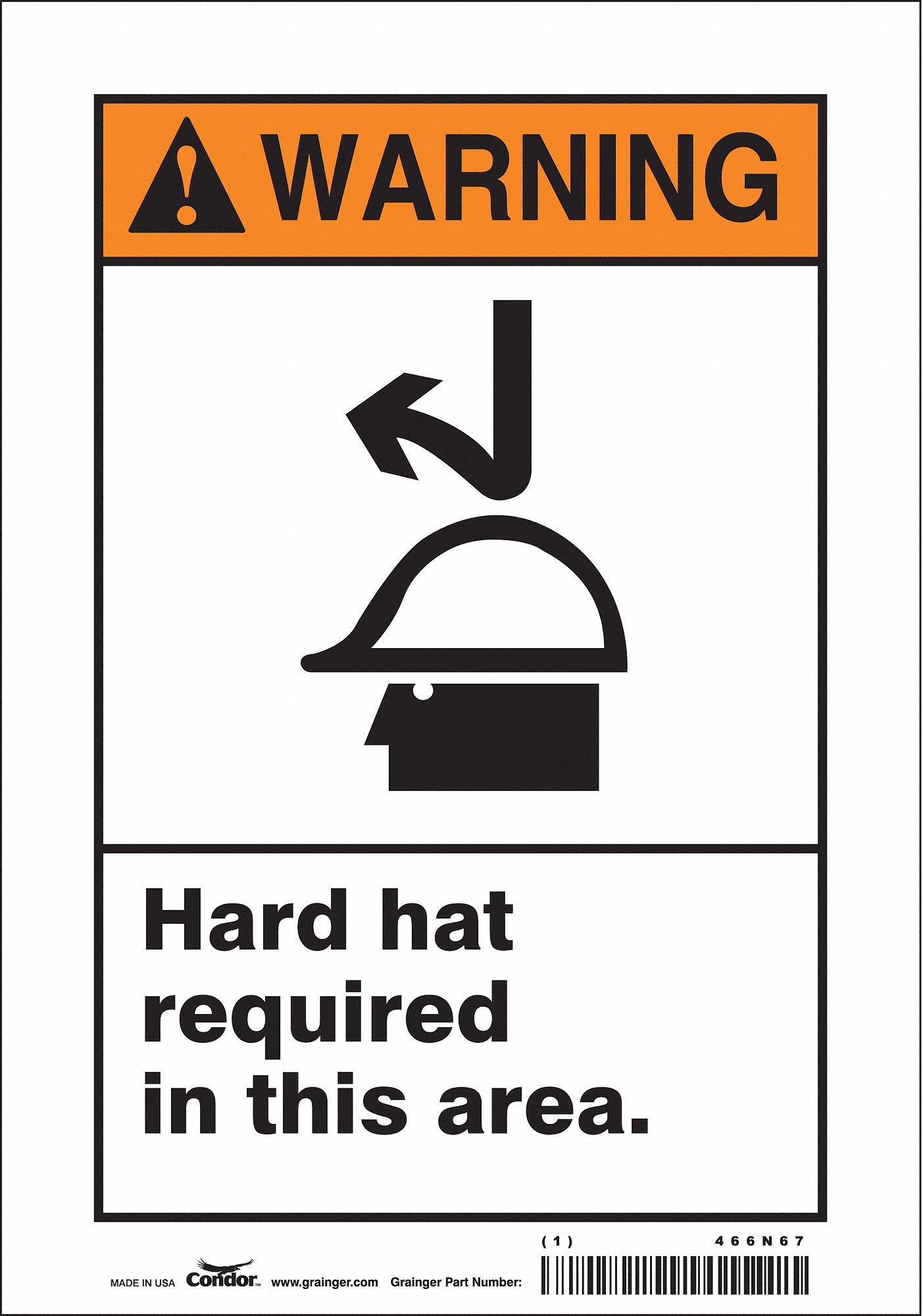 Safety Sign: Vinyl, Adhesive Sign Mounting, 10 in x 7 in Nominal Sign Size, Not Retroreflective