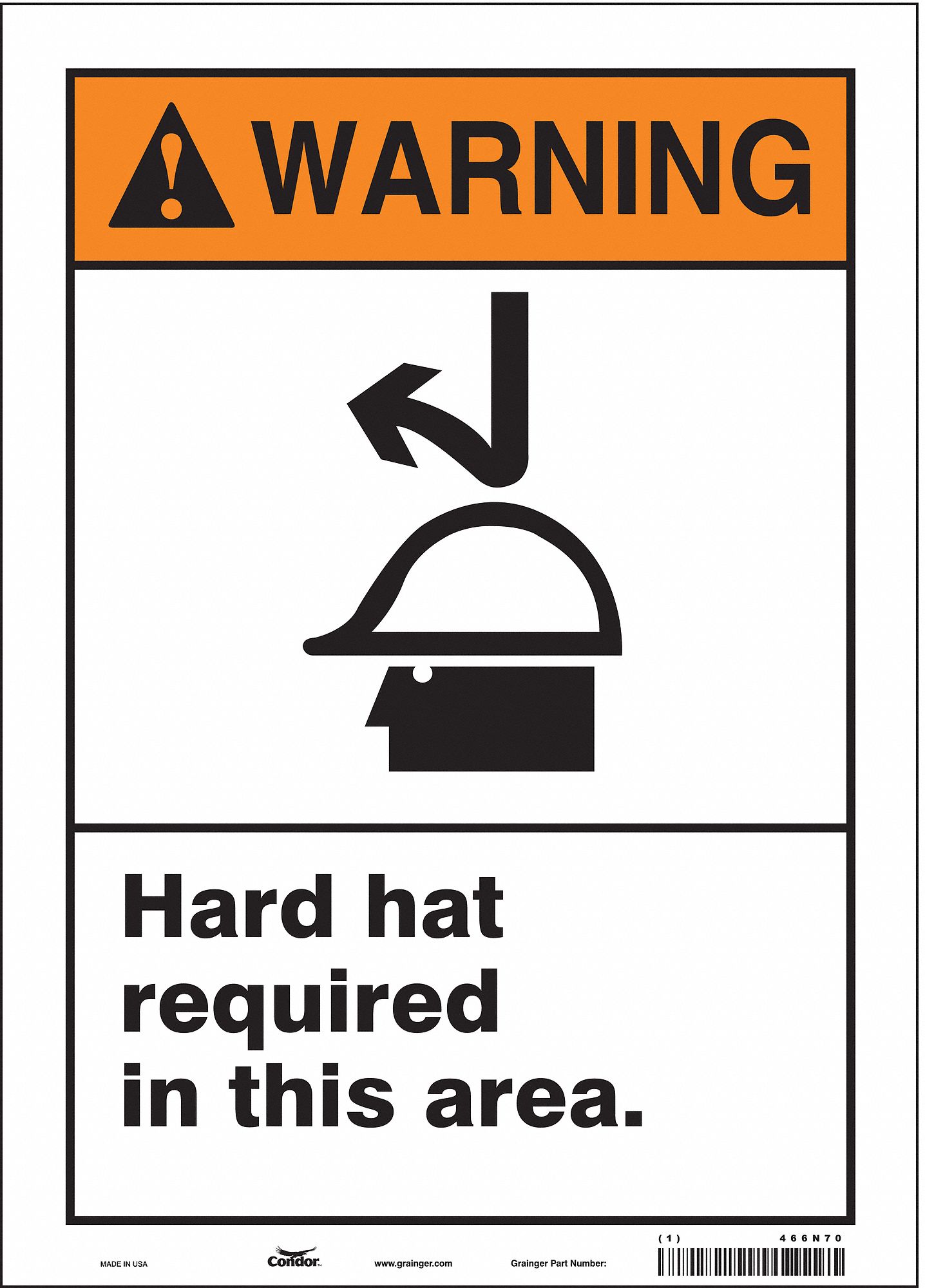 Safety Sign: Vinyl, Adhesive Sign Mounting, 14 in x 10 in Nominal Sign Size, Not Retroreflective