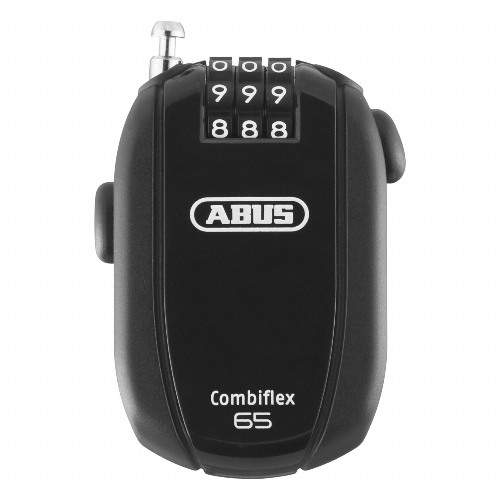 Cable Lock: Steel, Silver, 2 ft Cable Lg, 1/16 in Cable Dia, Combo Locking