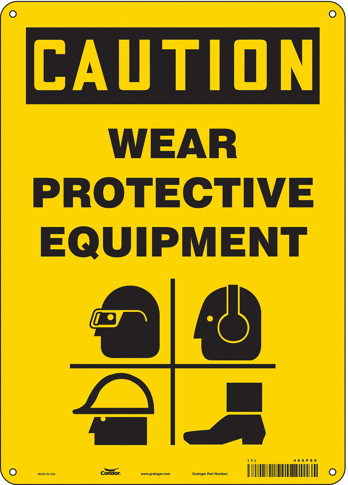 Safety Sign: Polyethylene, Mounting Holes Sign Mounting, 14 in x 10 in Nominal Sign Size, Caution